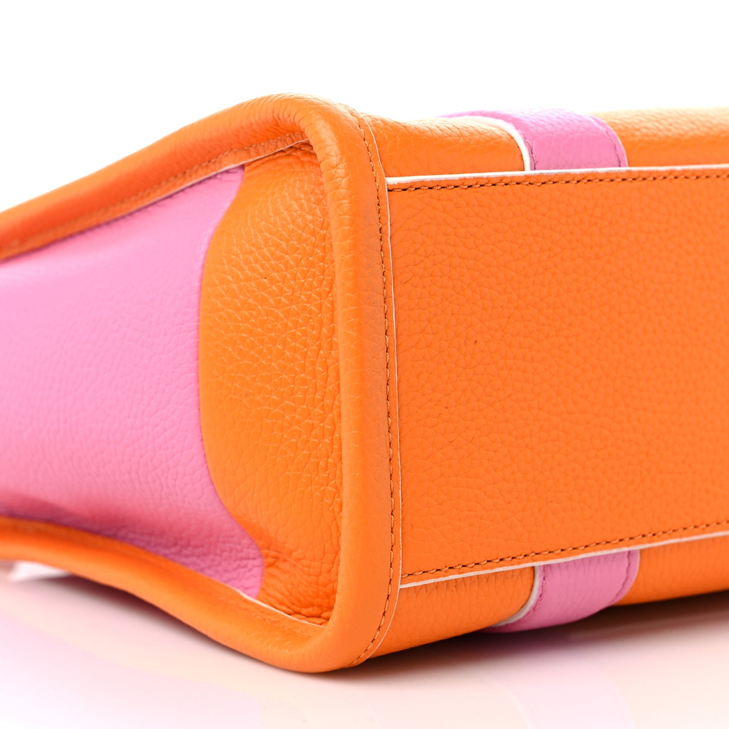 Grained Calfskin Small The Tote Bag Pink Orange