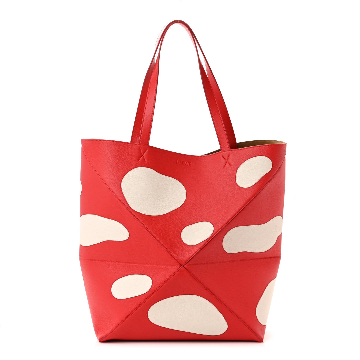 Loewe Calfskin Mushroom Puzzle Fold Large Tote Dark Red 1319774