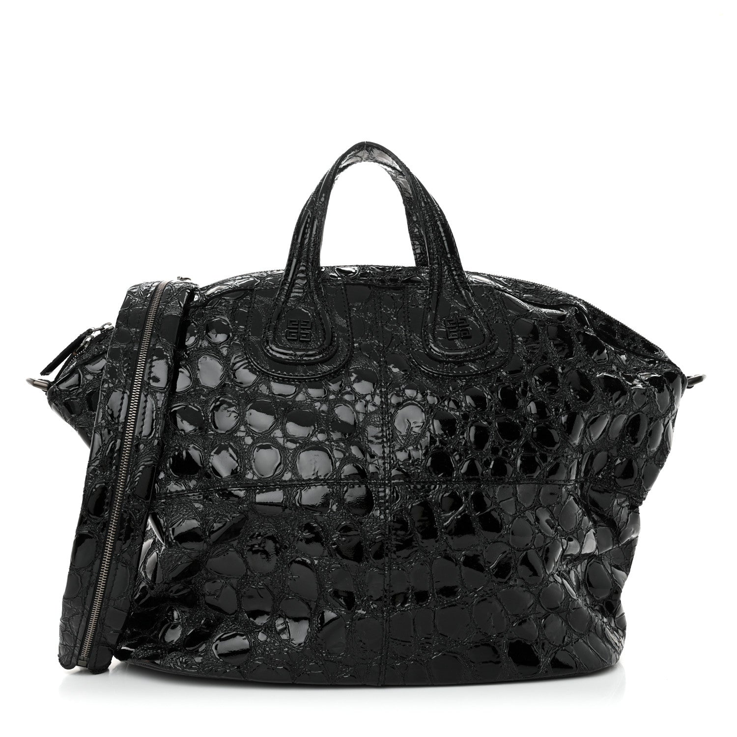 Givenchy Patent Crocodile Embossed Large Nightingale Black 1645824
