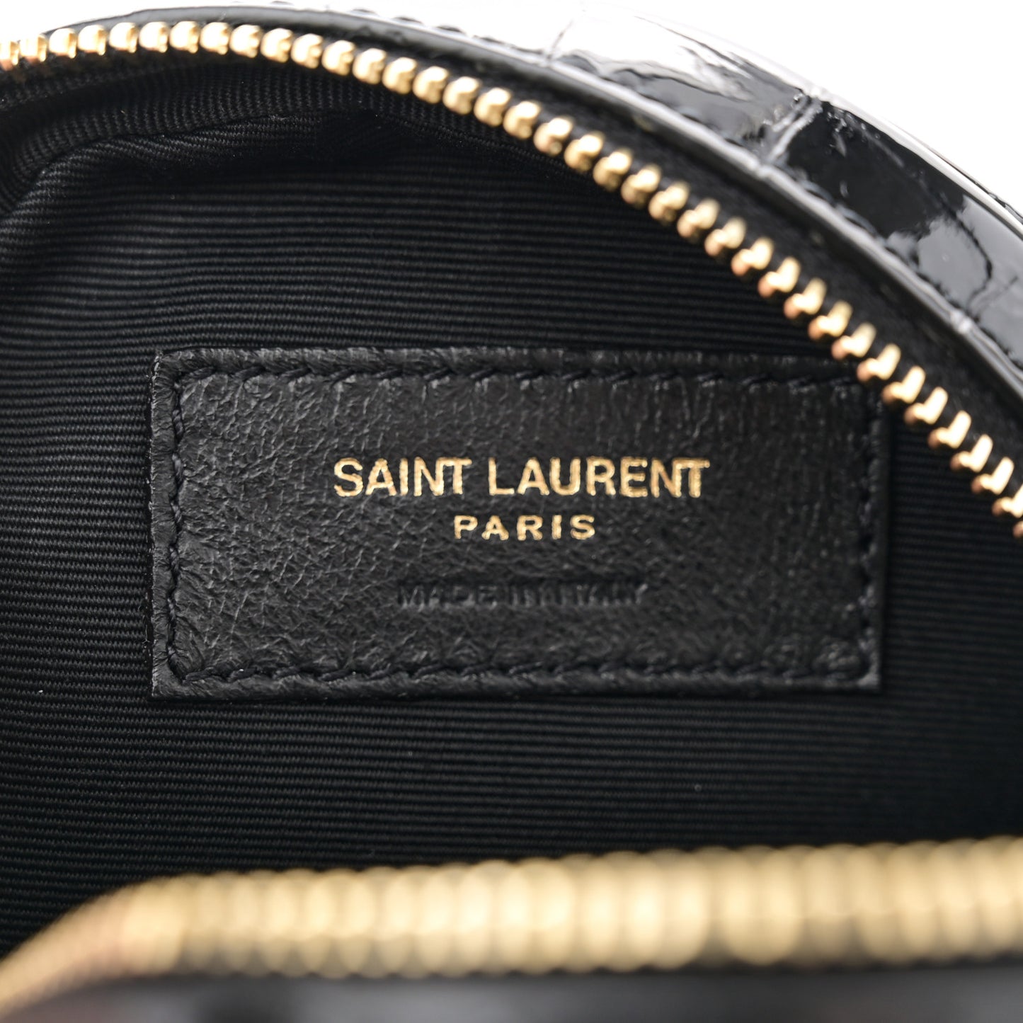 Patent Crocodile Embossed Round Belt Bag Black