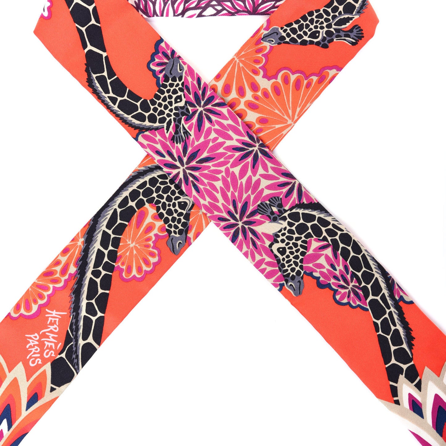 Silk The Three Graces Twilly Vermillion Fuchsia