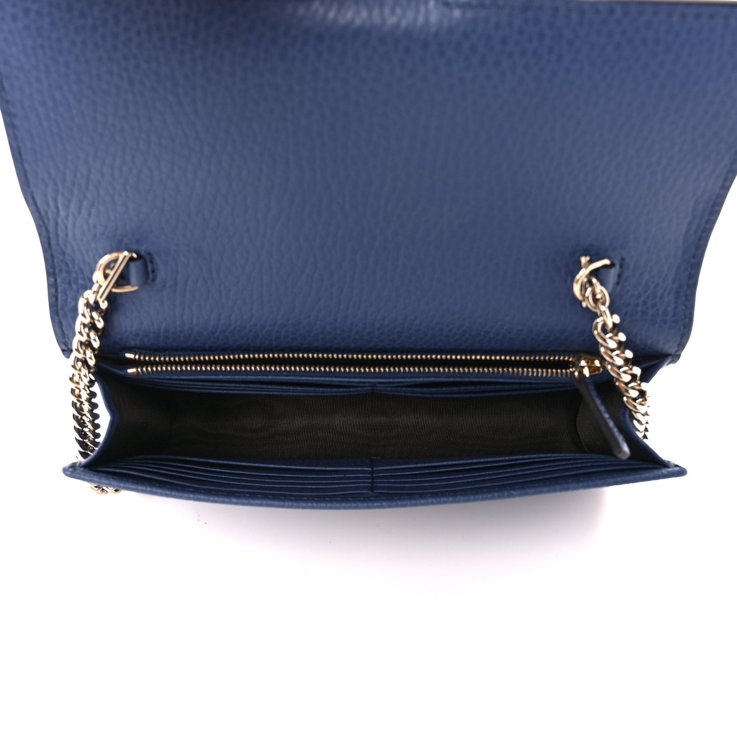 Dollar Calfskin Interlocking G Chain Wallet Caspian