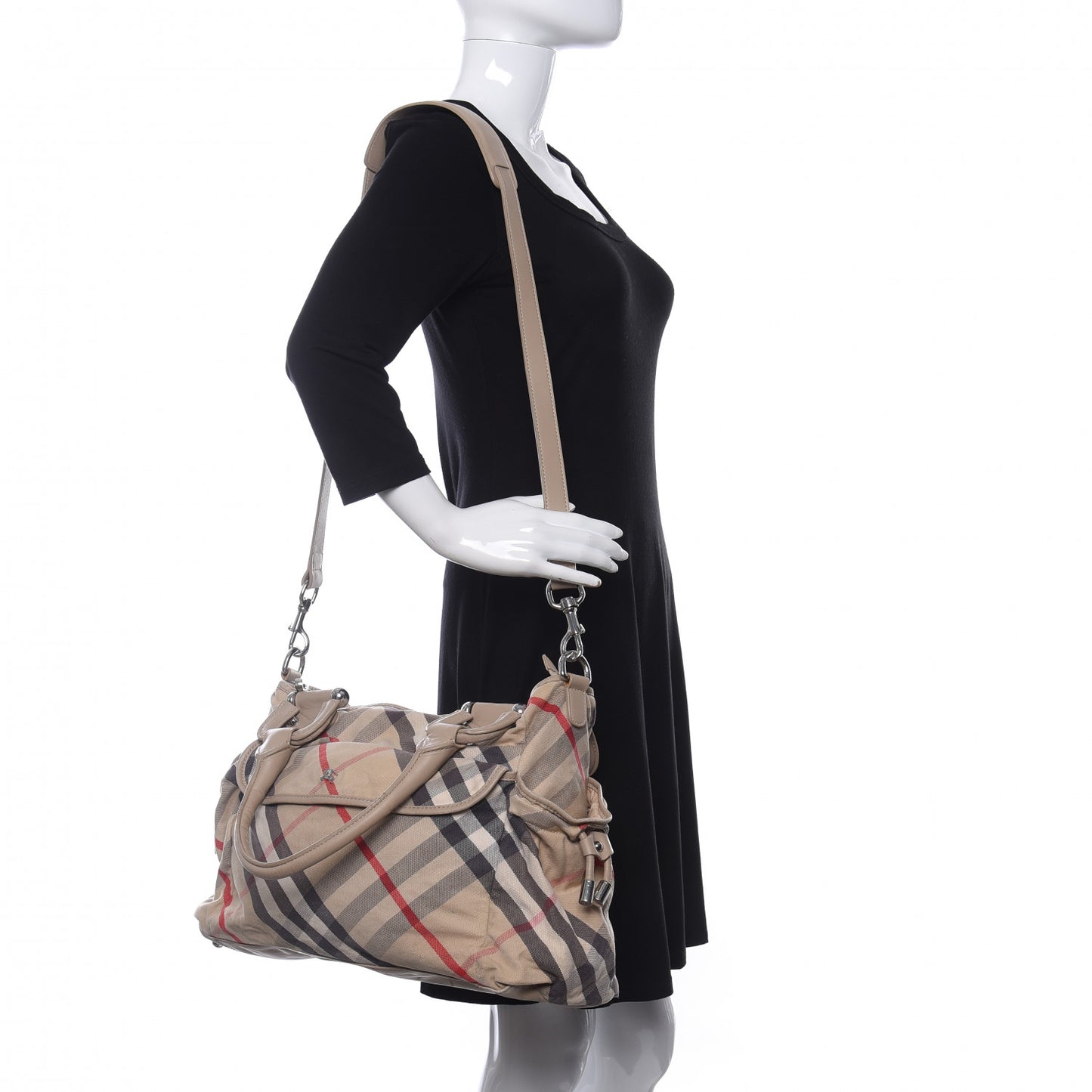 Nova Check Tote Diaper Bag Beige