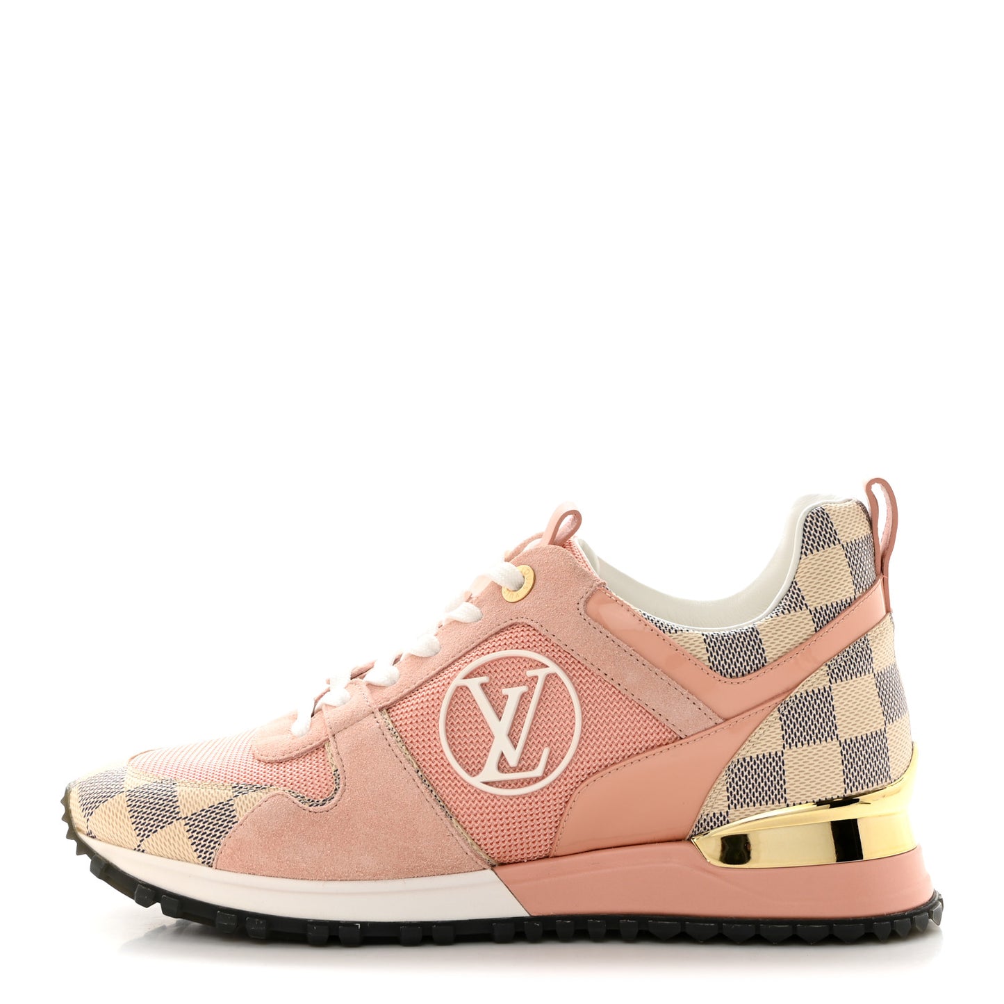 Suede Damier Azur Run Away Sneakers 38 Pink