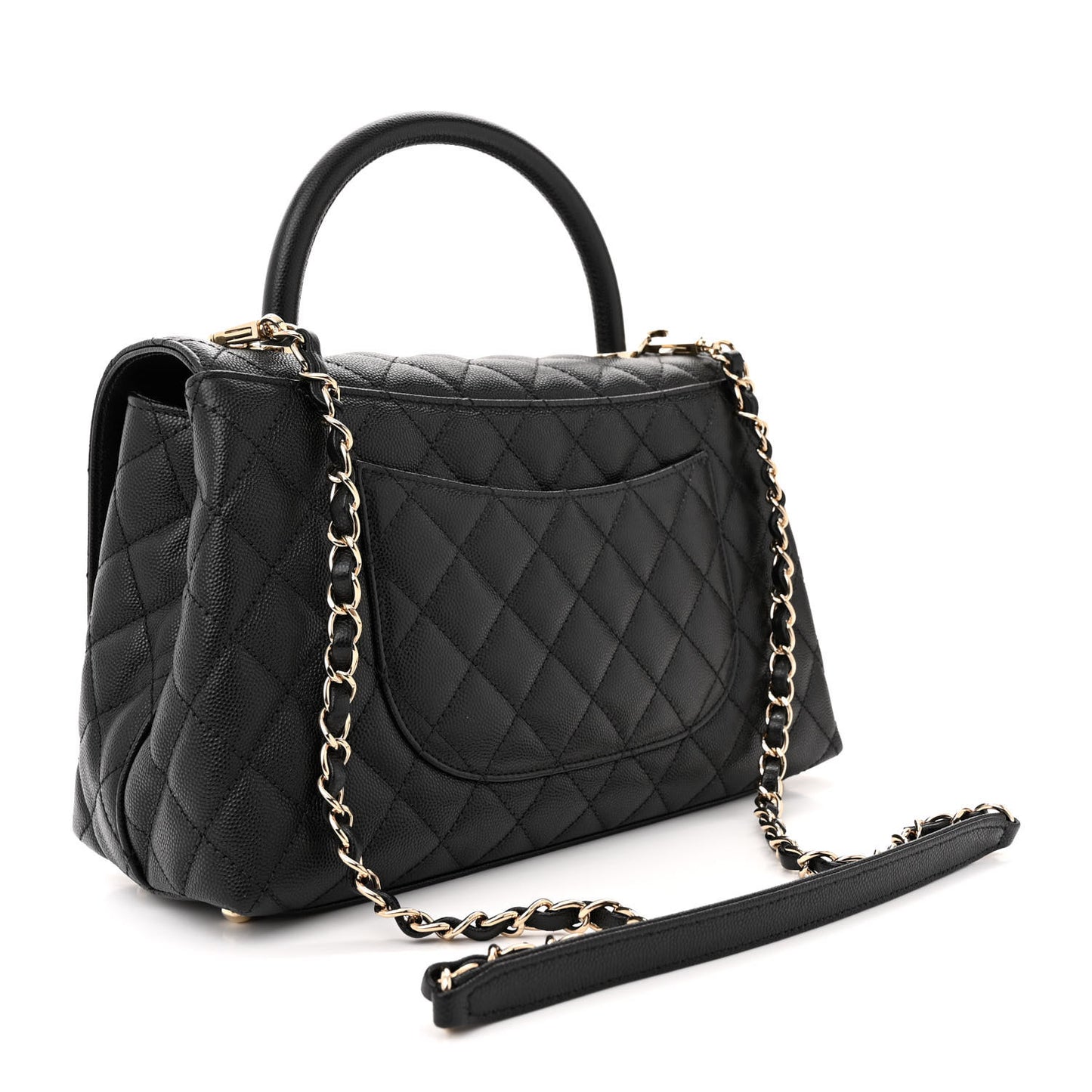 Caviar Quilted Small Coco Handle Flap Black