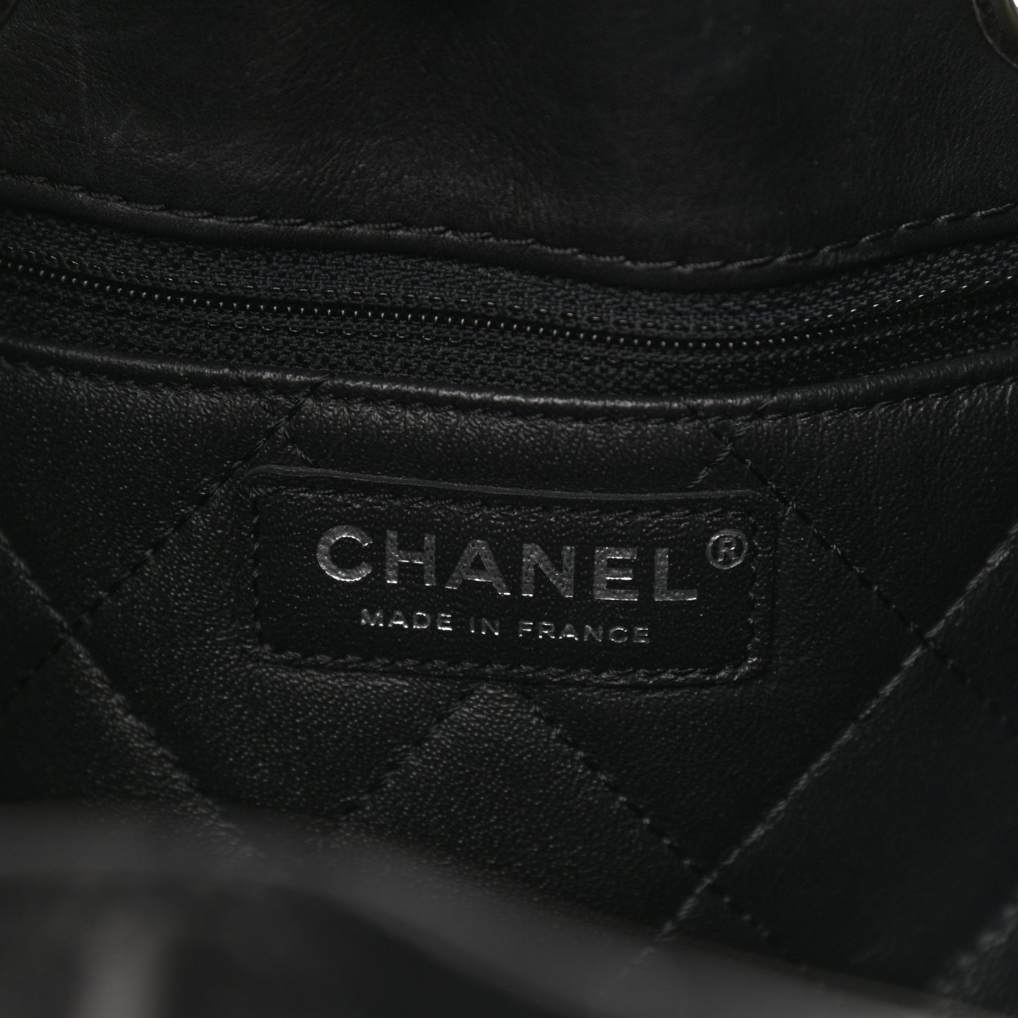 Calfskin Stitched Large Urban Luxury Drawstring Backpack Black