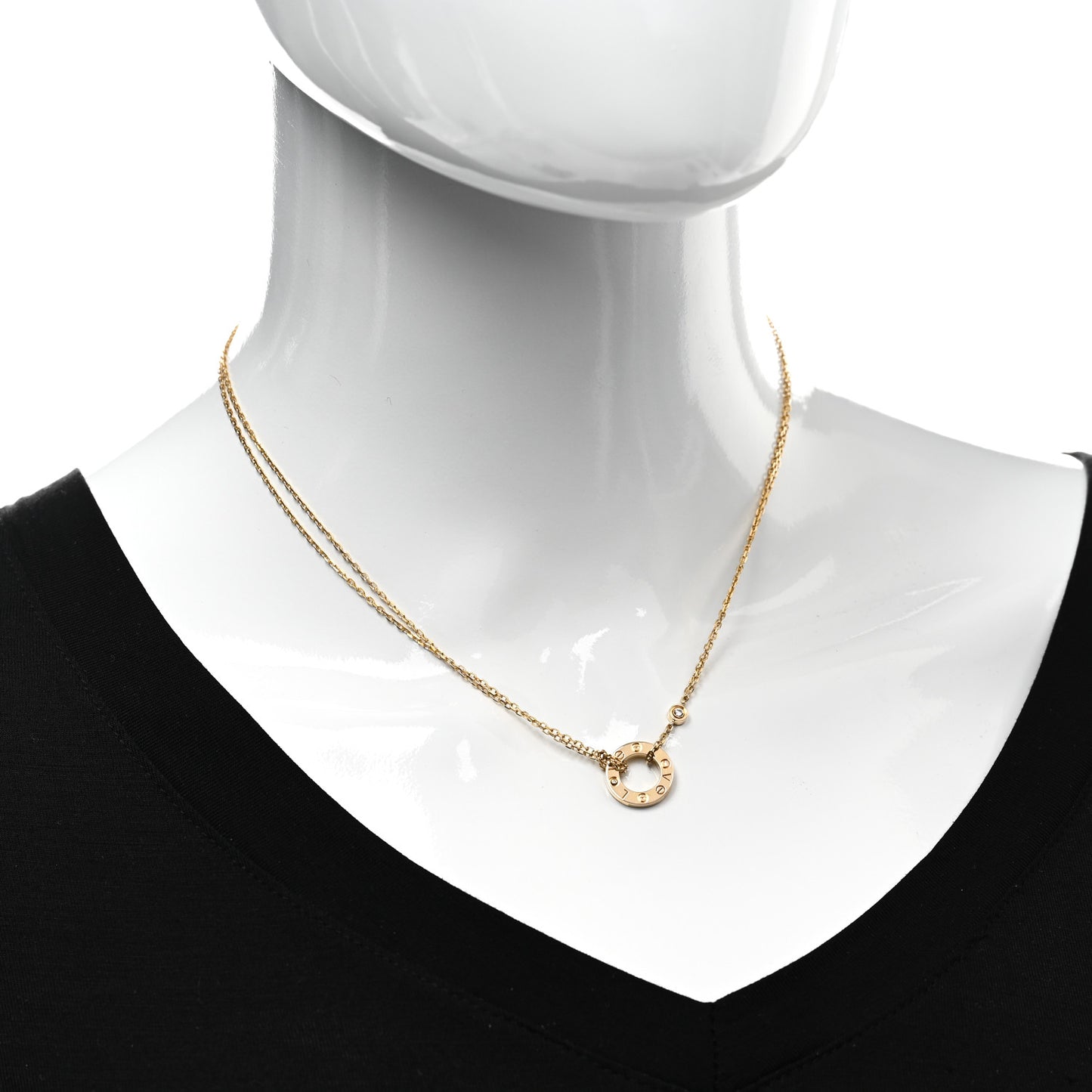18K Yellow Gold 2 Diamond LOVE Necklace