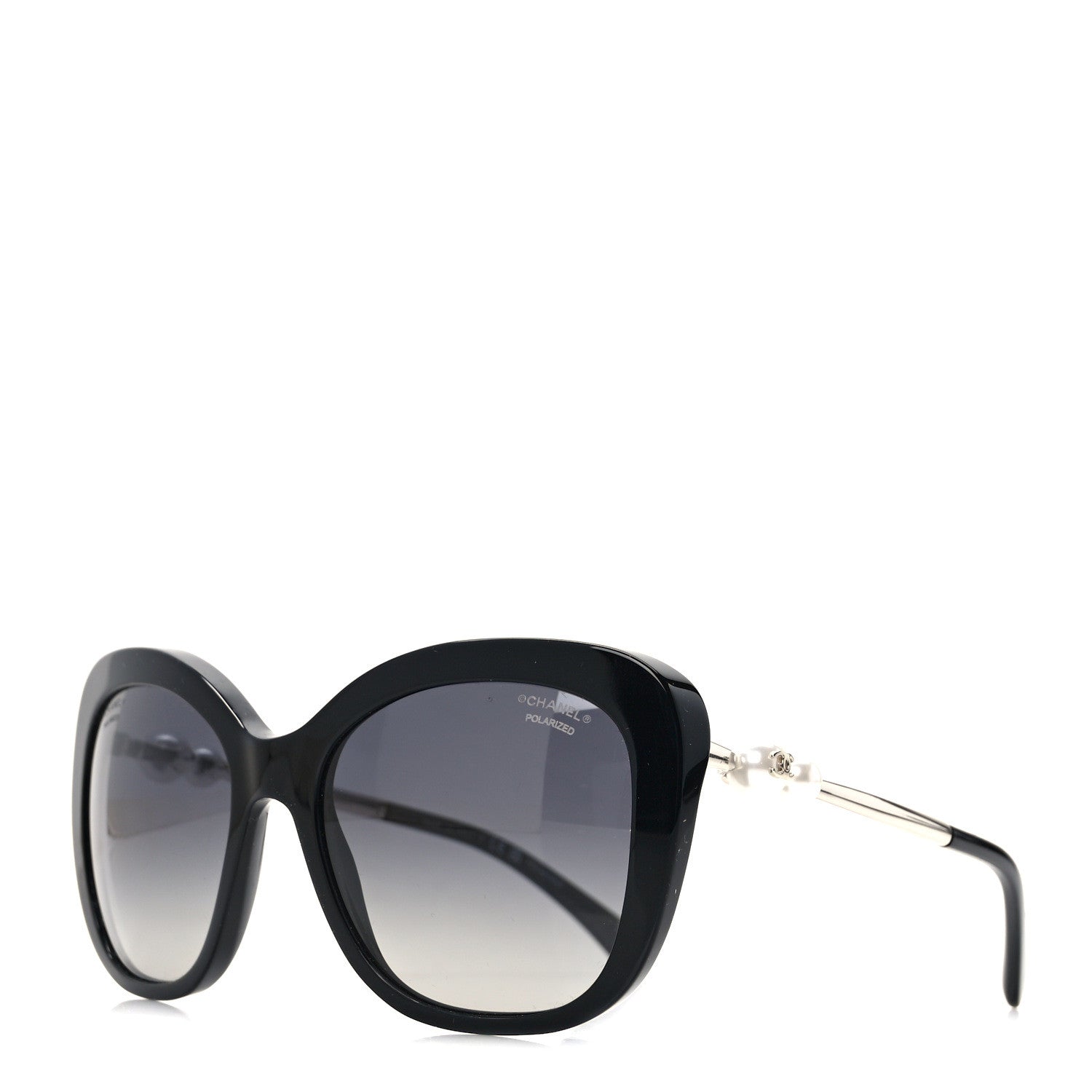 Chanel Acetate Polarized Butterfly Winter Pearl Sunglasses 5339-H Black 1 of 8
