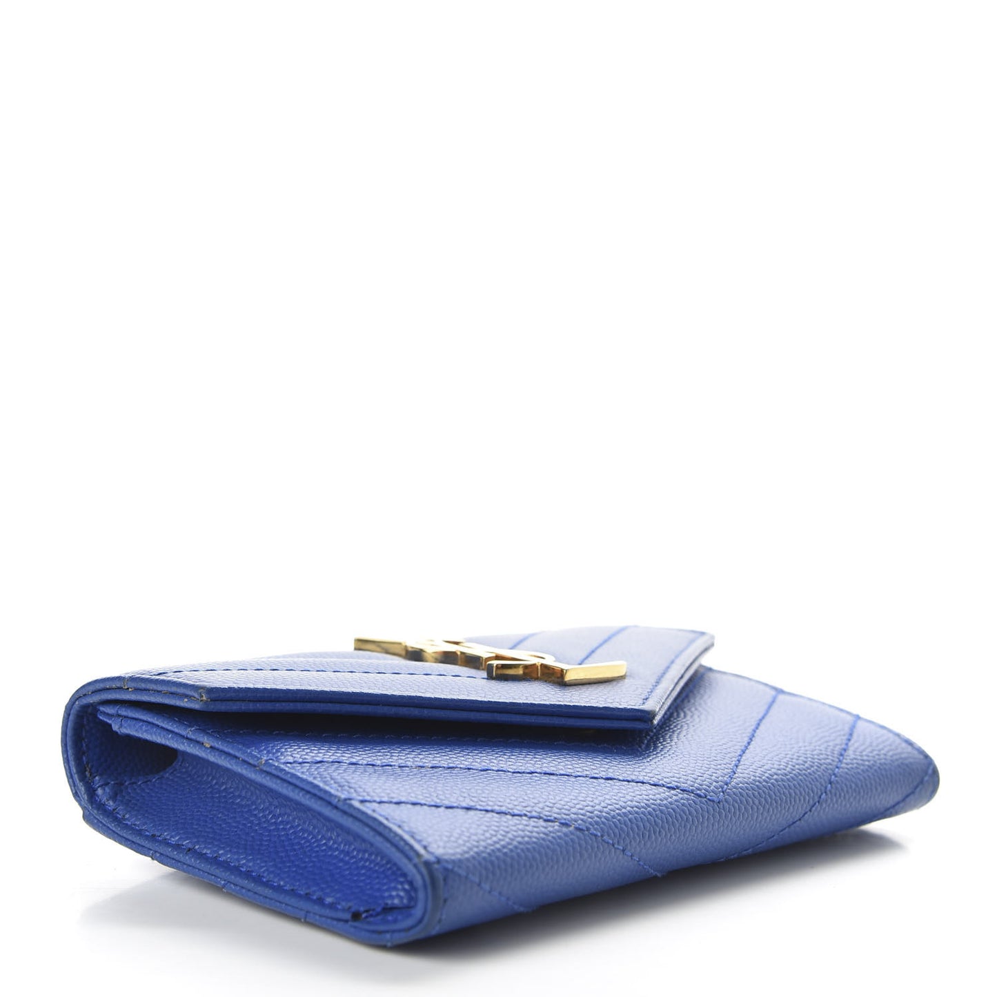 Grain De Poudre Matelasse Chevron Small Monogram Envelope Wallet Royal Blue