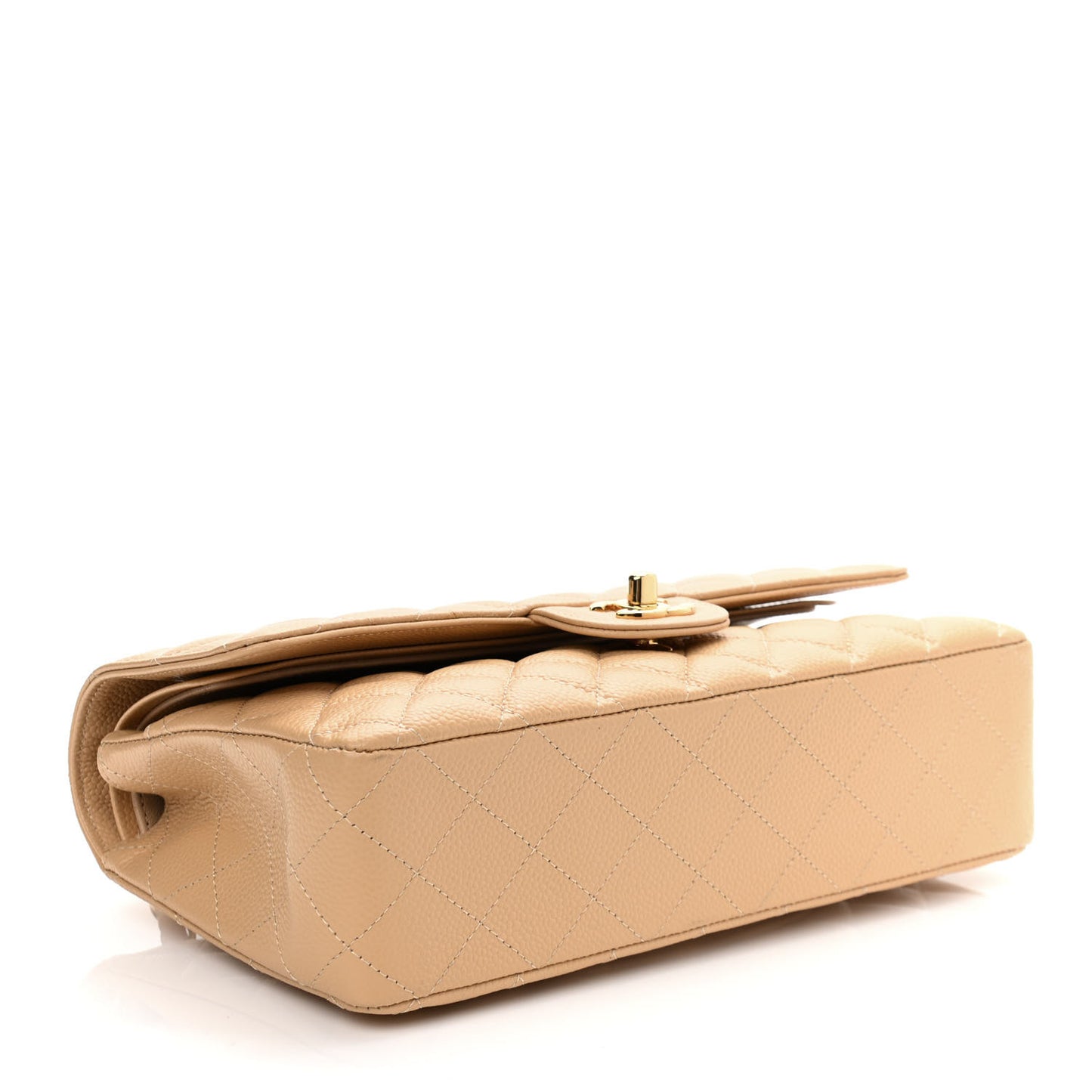 Caviar Quilted Medium Double Flap Beige Clair