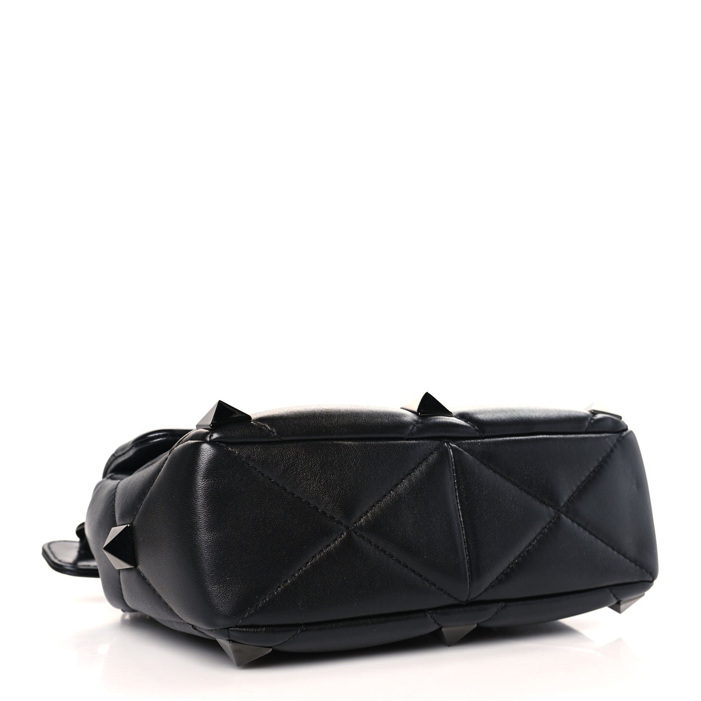 Nappa Monochrome Medium Roman Stud Shoulder Bag Black