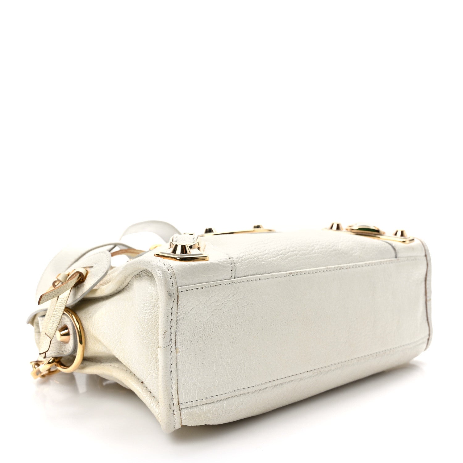 Balenciaga Chevre Gold Metallic Edge Hardware Mini City White 4 of 12