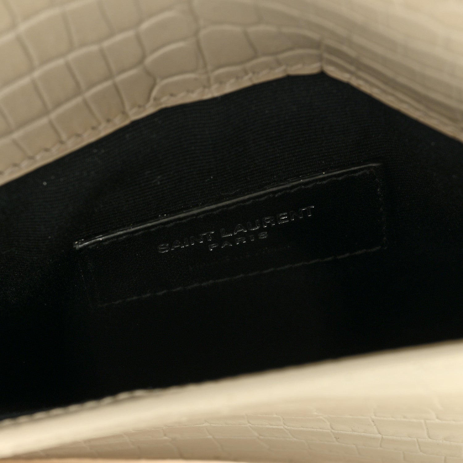 Saint Laurent Calfskin Crocodile Embossed Uptown Monogram Clutch Porcellana 6 of 7