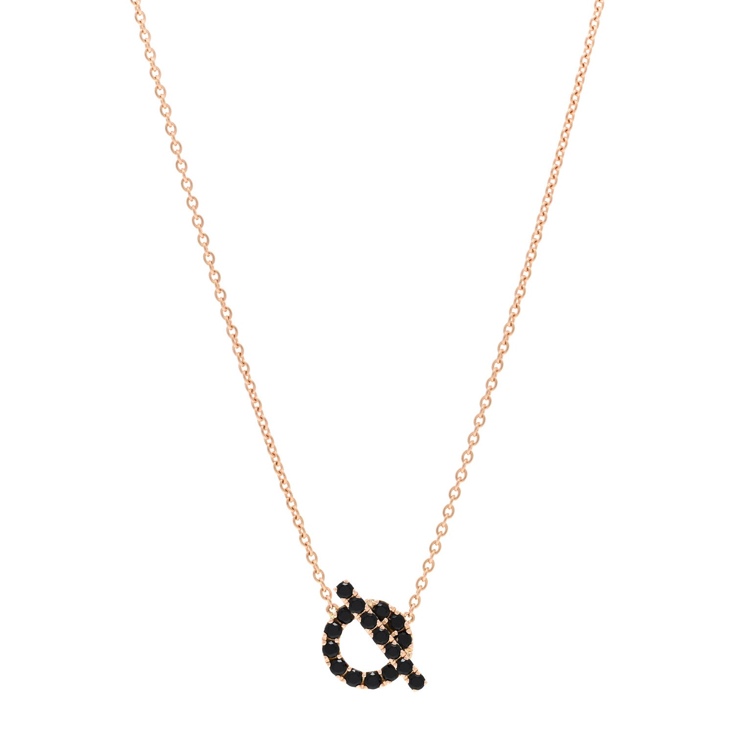 Hermes 18K Rose Gold Black Spinel Finesse Pendant Necklace 1 of 5