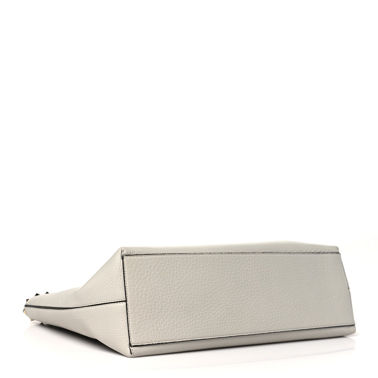 Grained Calfskin Rockstud Shoulder Tote Opal Grey