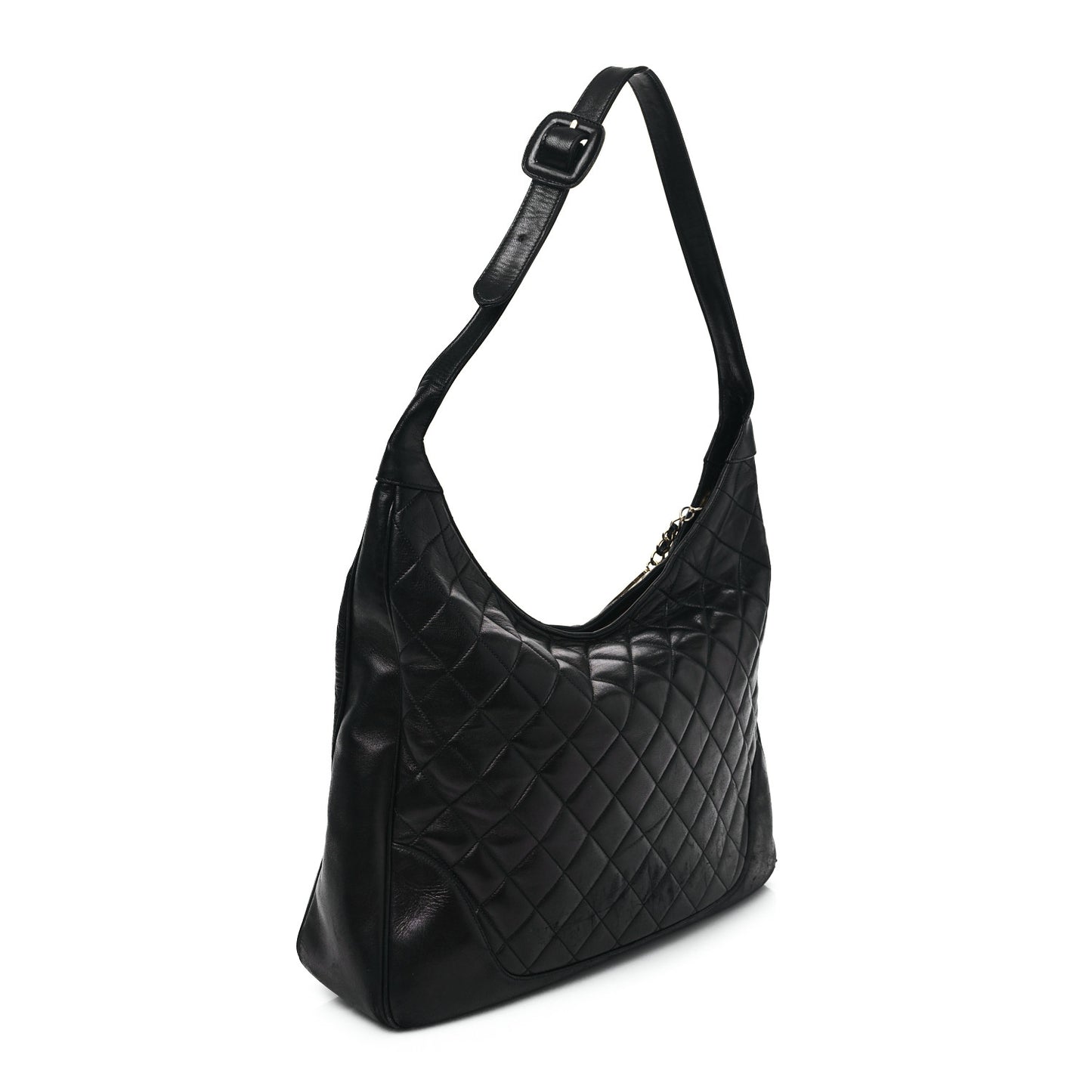 Lambskin Quilted CC Shoulder Bag Black