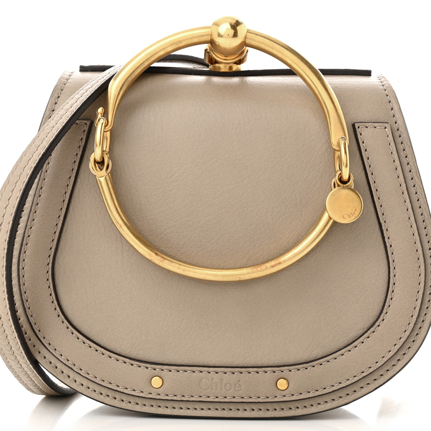 Chloe Calfskin Suede Small Nile Bracelet Bag Motty Grey 8 of 11