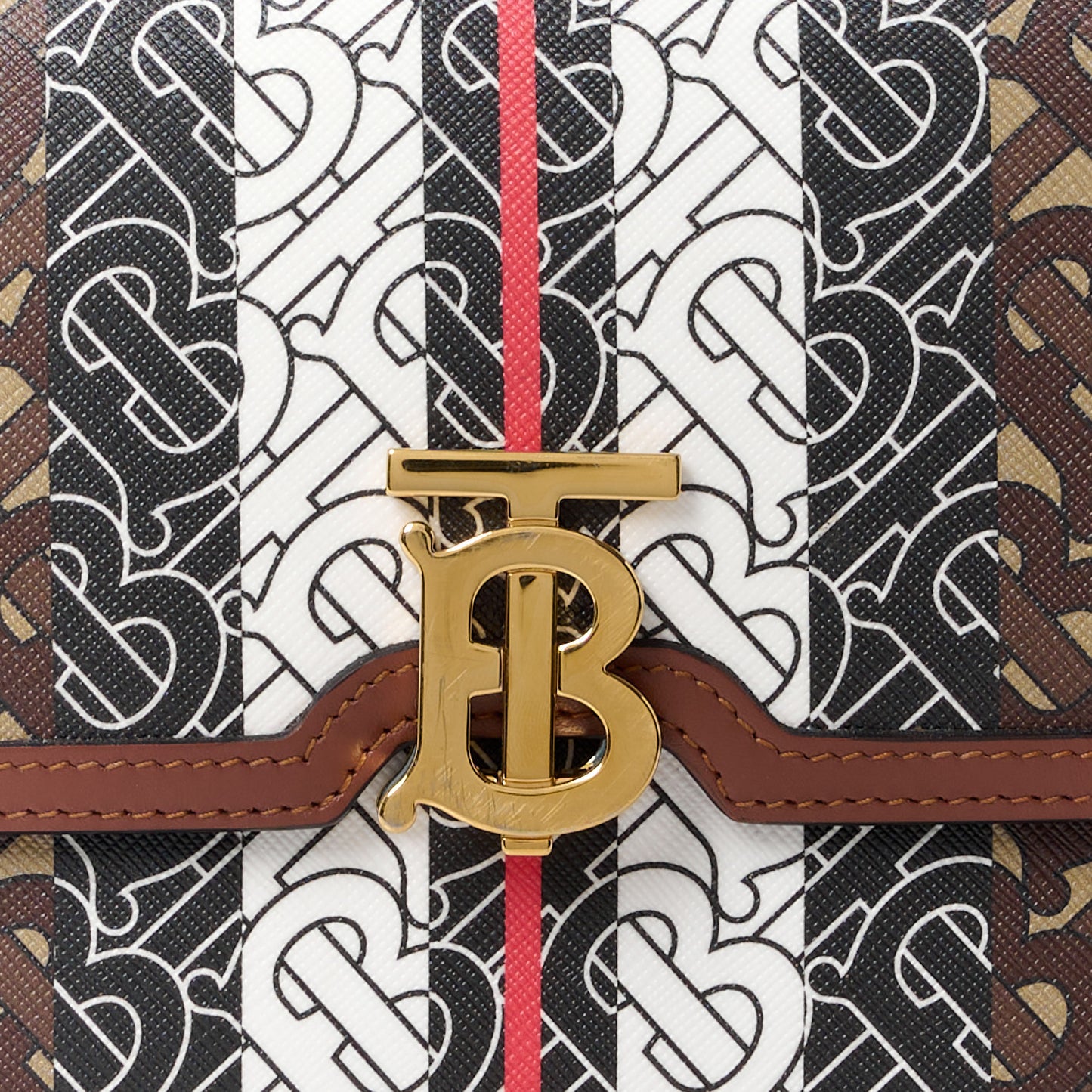 E-Canvas Monogram Stripe Small TB Bag Bridle Brown