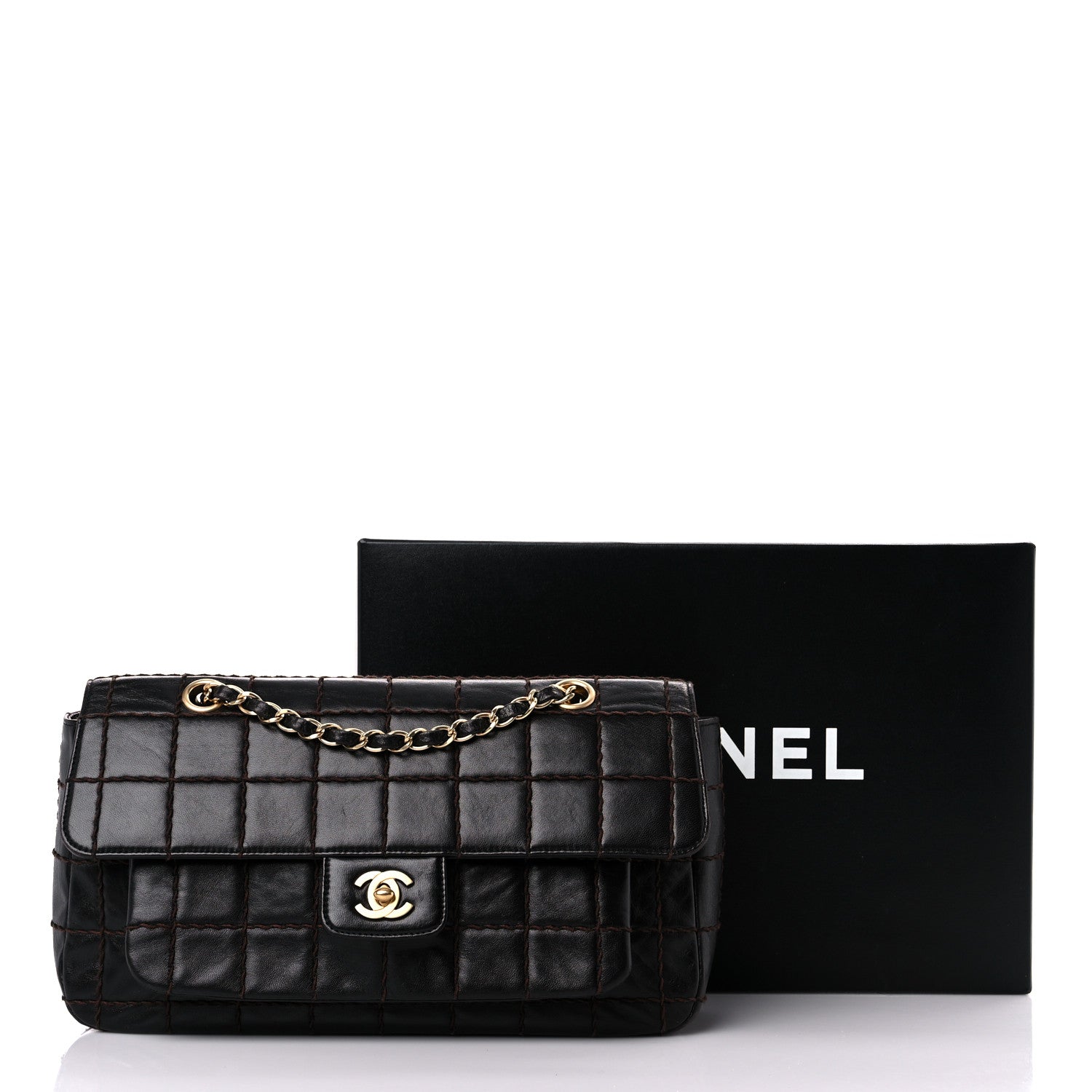 Chanel Lambskin Stitched Chocolate Bar Single Flap Brown 17 of 17