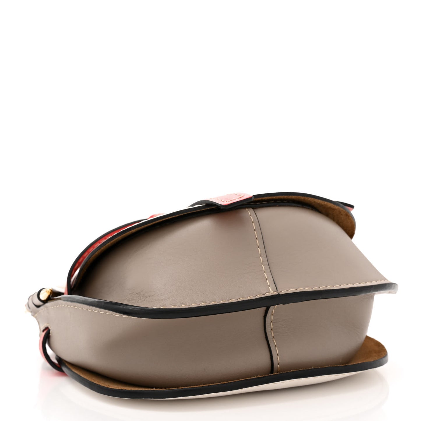 Grained Calfskin Small Gate Crossbody Bag White Red Taupe