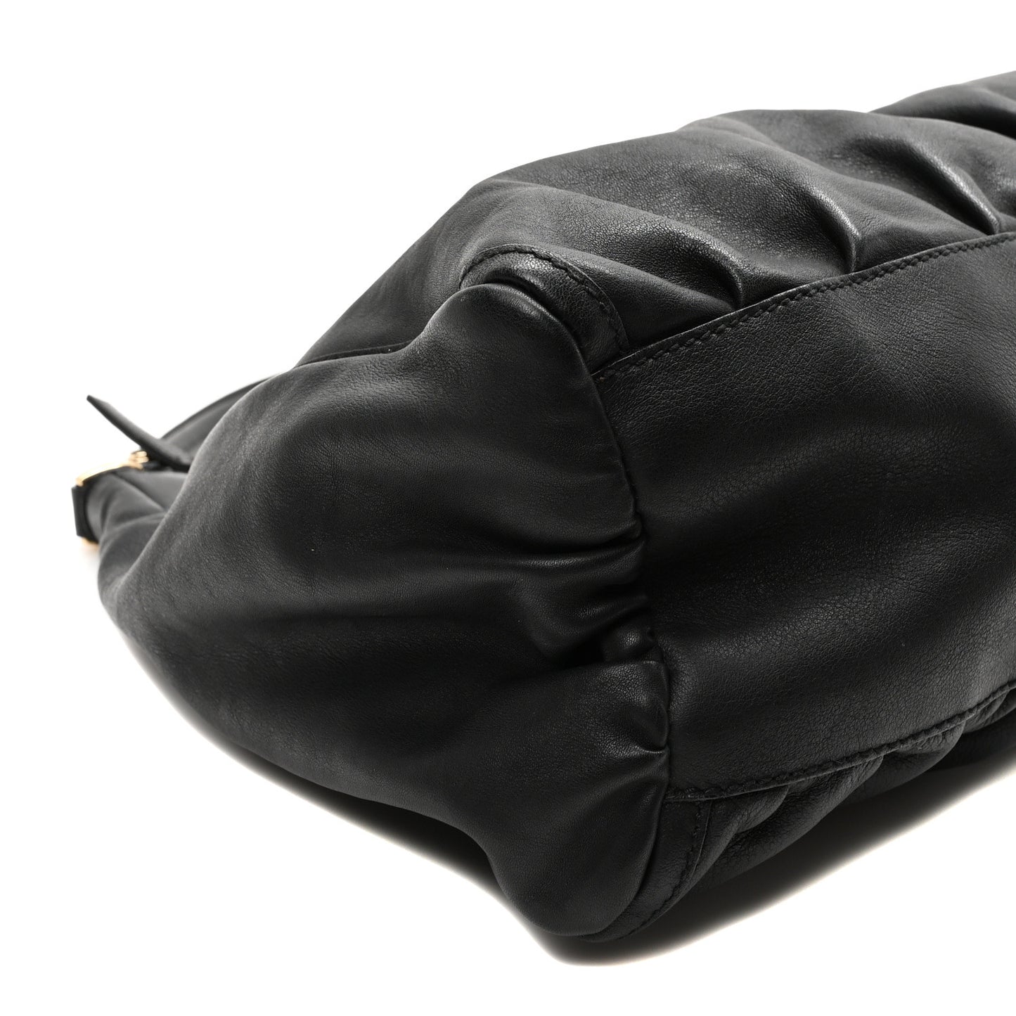 Calfskin Large D Gold Ring Hobo Black