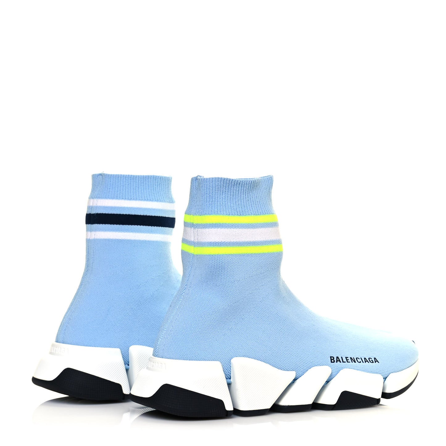 Technical 3D Recycled Knit Striped Womens Speed 2.0 Sneakers 39 Airy Blue Navy Fluorescent Yellow