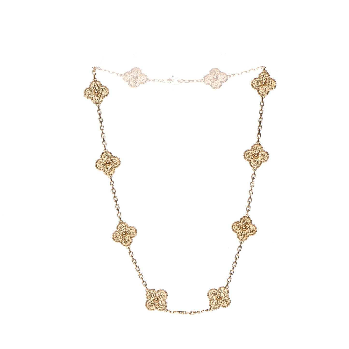 18K Yellow Gold 10 Motifs Vintage Alhambra Necklace