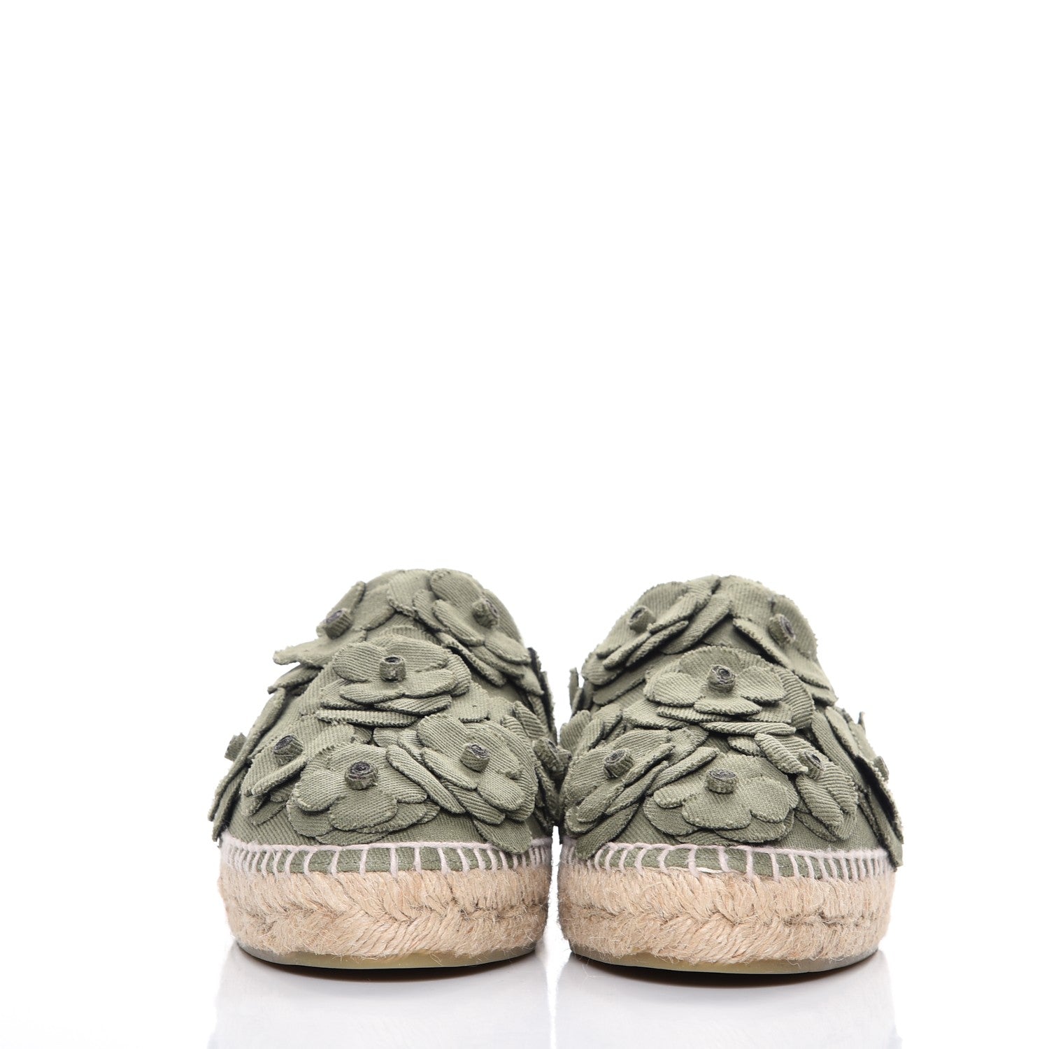 Chanel Fabric Camellia CC Espadrilles 41 Khaki 2 of 9