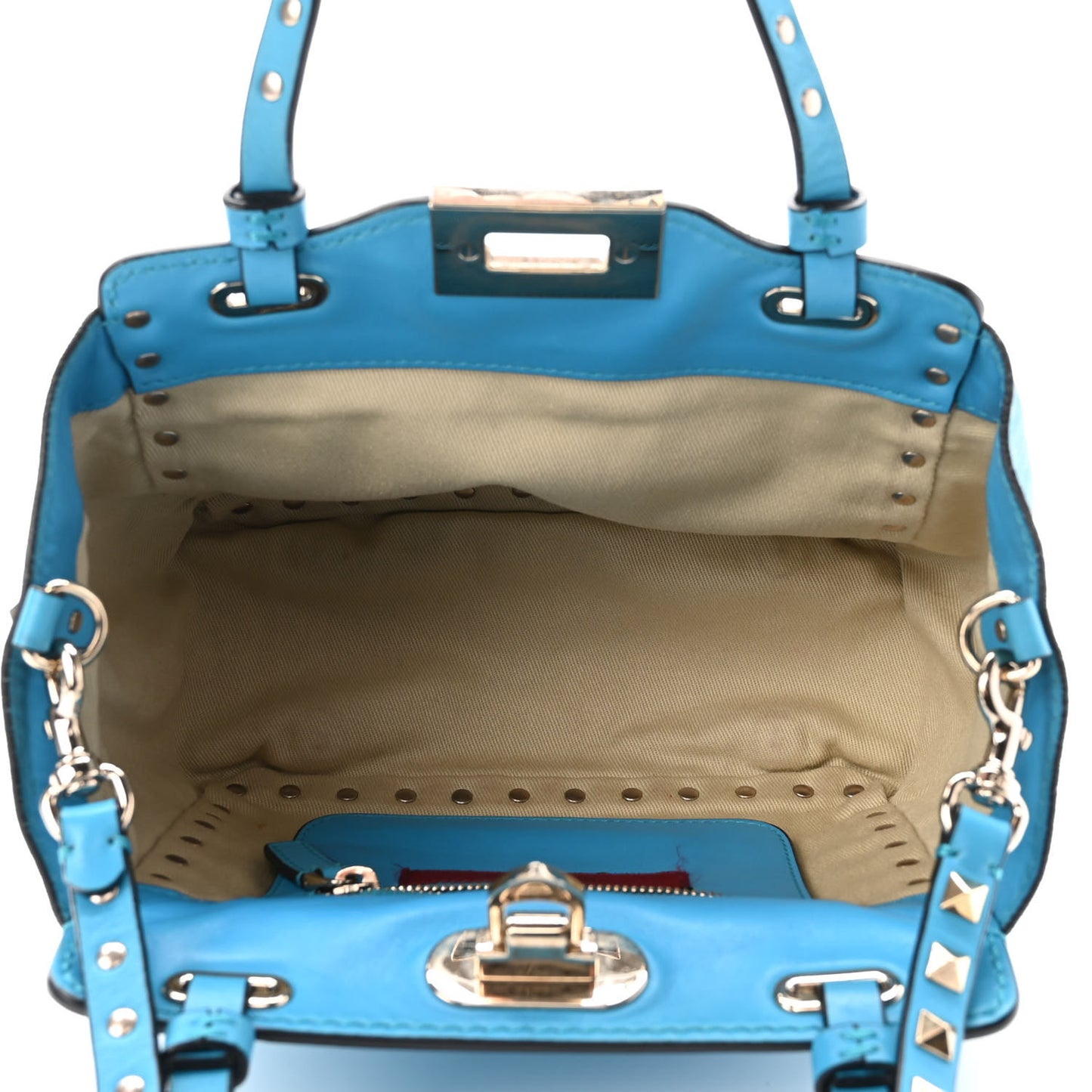 Vitello Mini Rockstud Tote Parrot