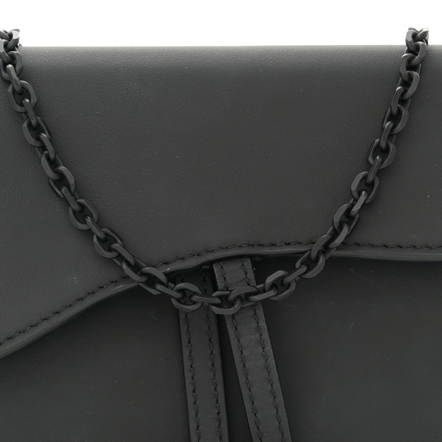 Christian Dior Ultra Matte Calfskin Saddle Chain Wallet Pouch Black 8 of 14
