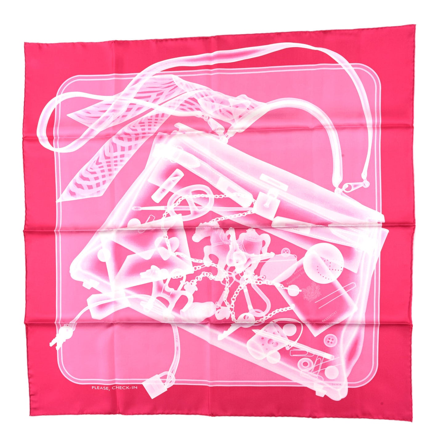 Silk Please Check In Scarf 90 Rose Vif Rose Bonbon