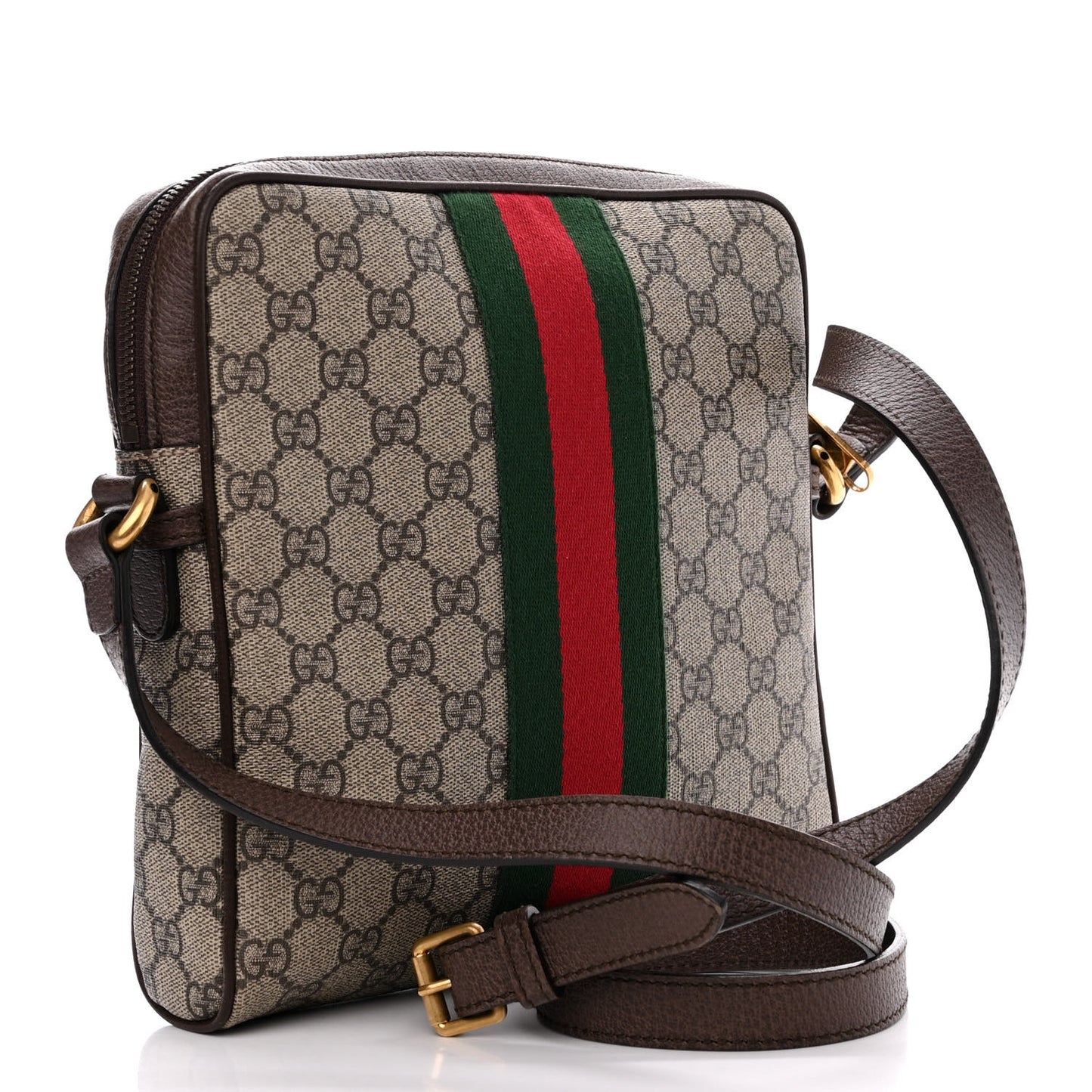 GG Supreme Monogram Web Small Ophidia Messenger Bag Brown
