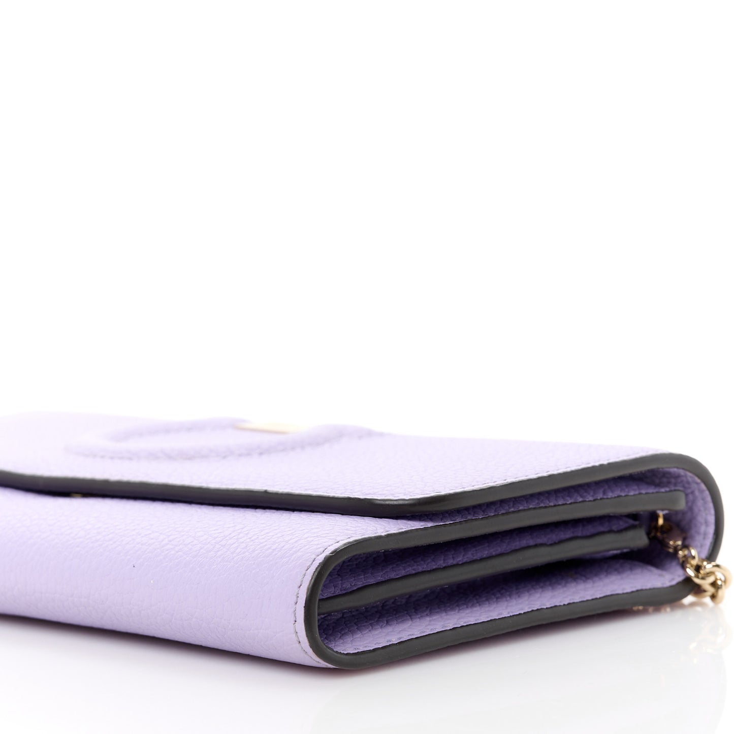 Grained Calfskin City Wallet On Chain Spring Crocus