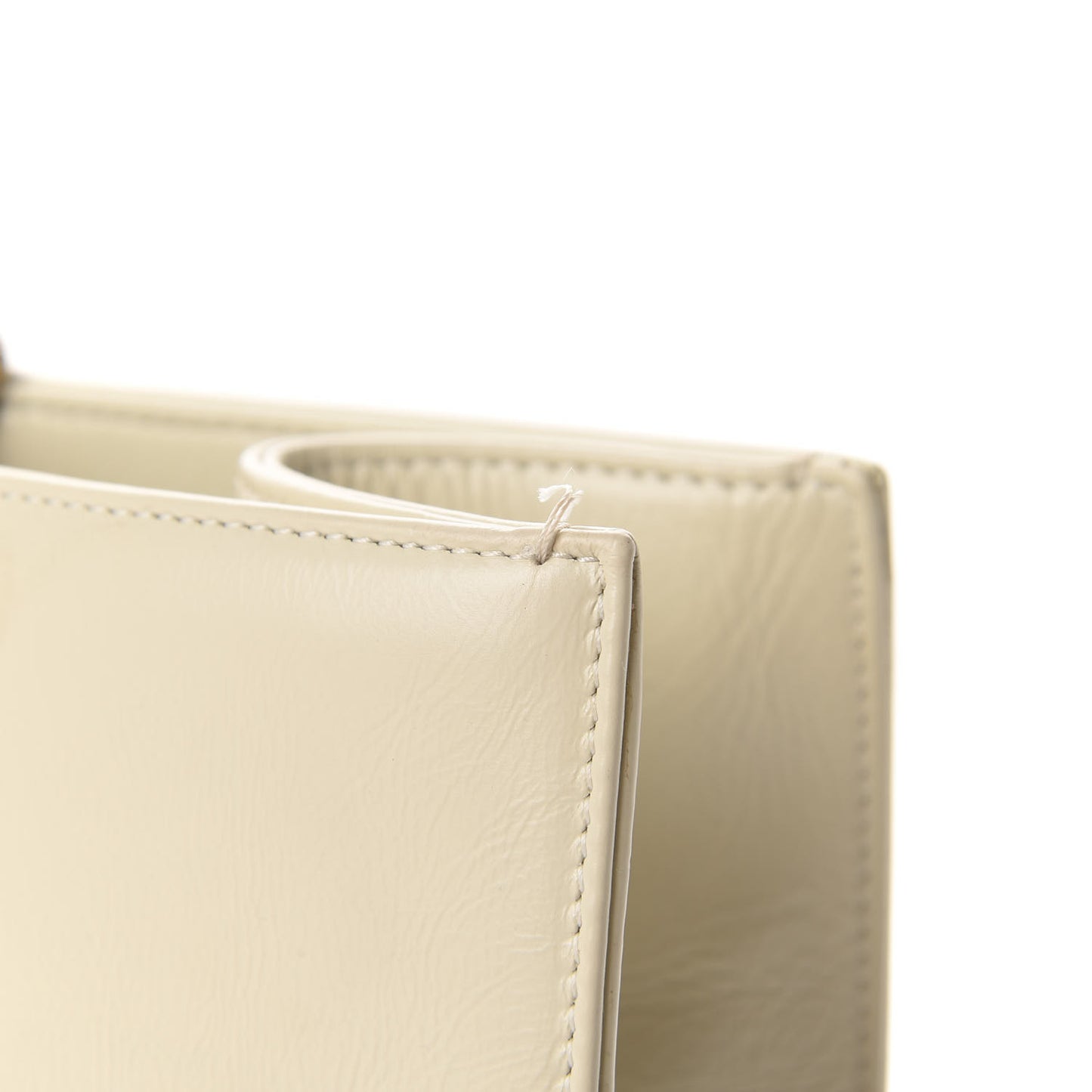 Glazed Aged Calfskin CC Tote White