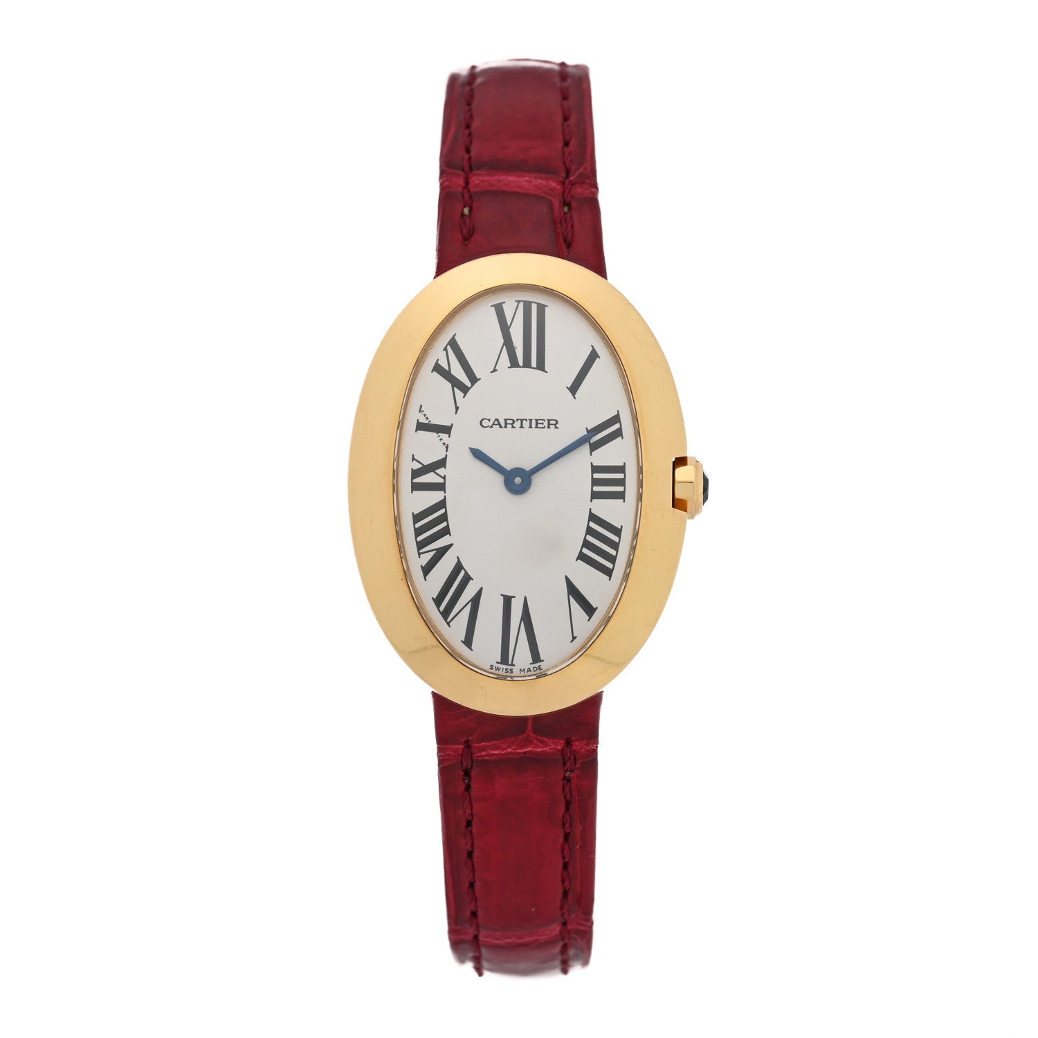 Cartier 18K Yellow Gold Alligator 24mm Baignoire Quartz Watch