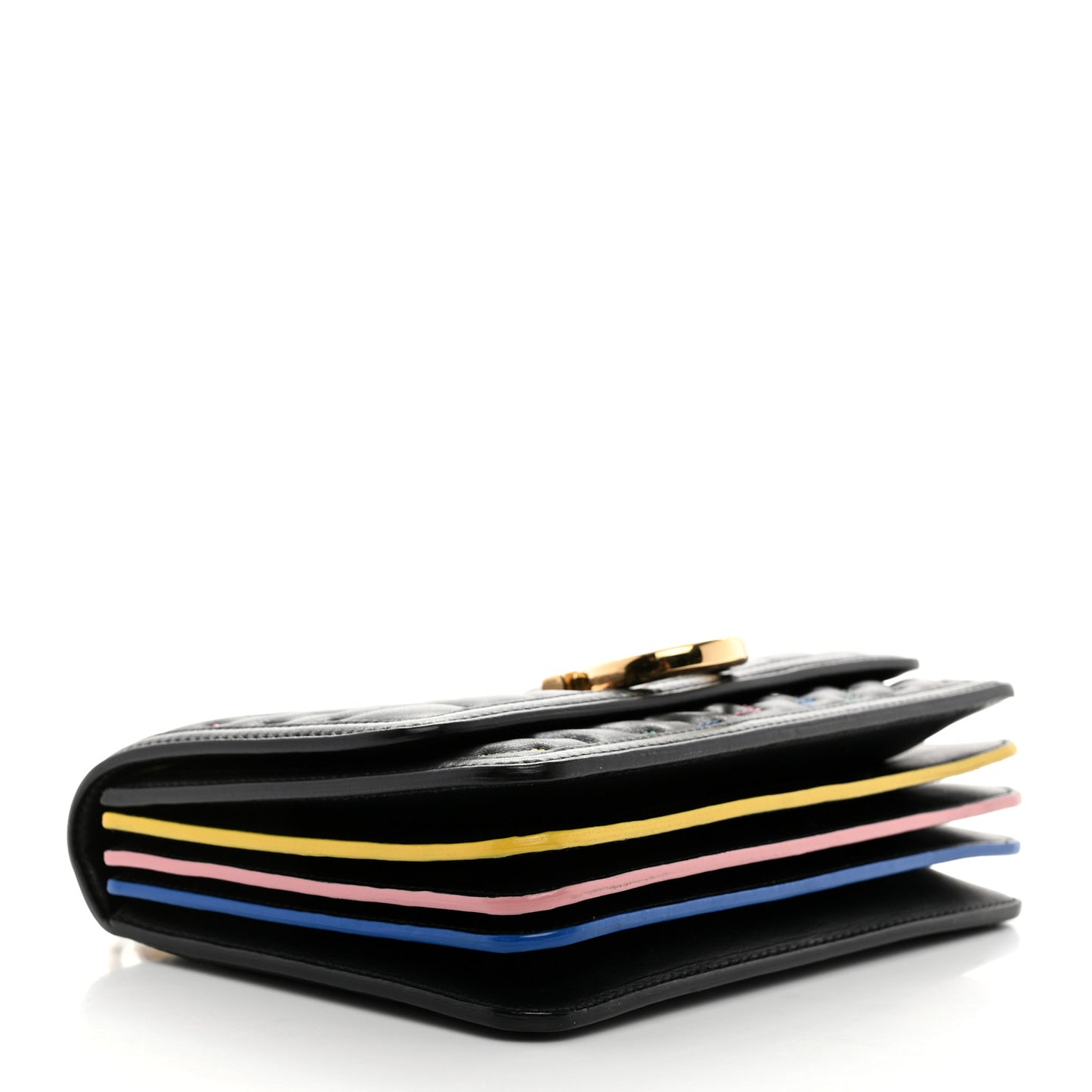 Calfskin Stitched Gancini Crossbody Flap Black Multicolor