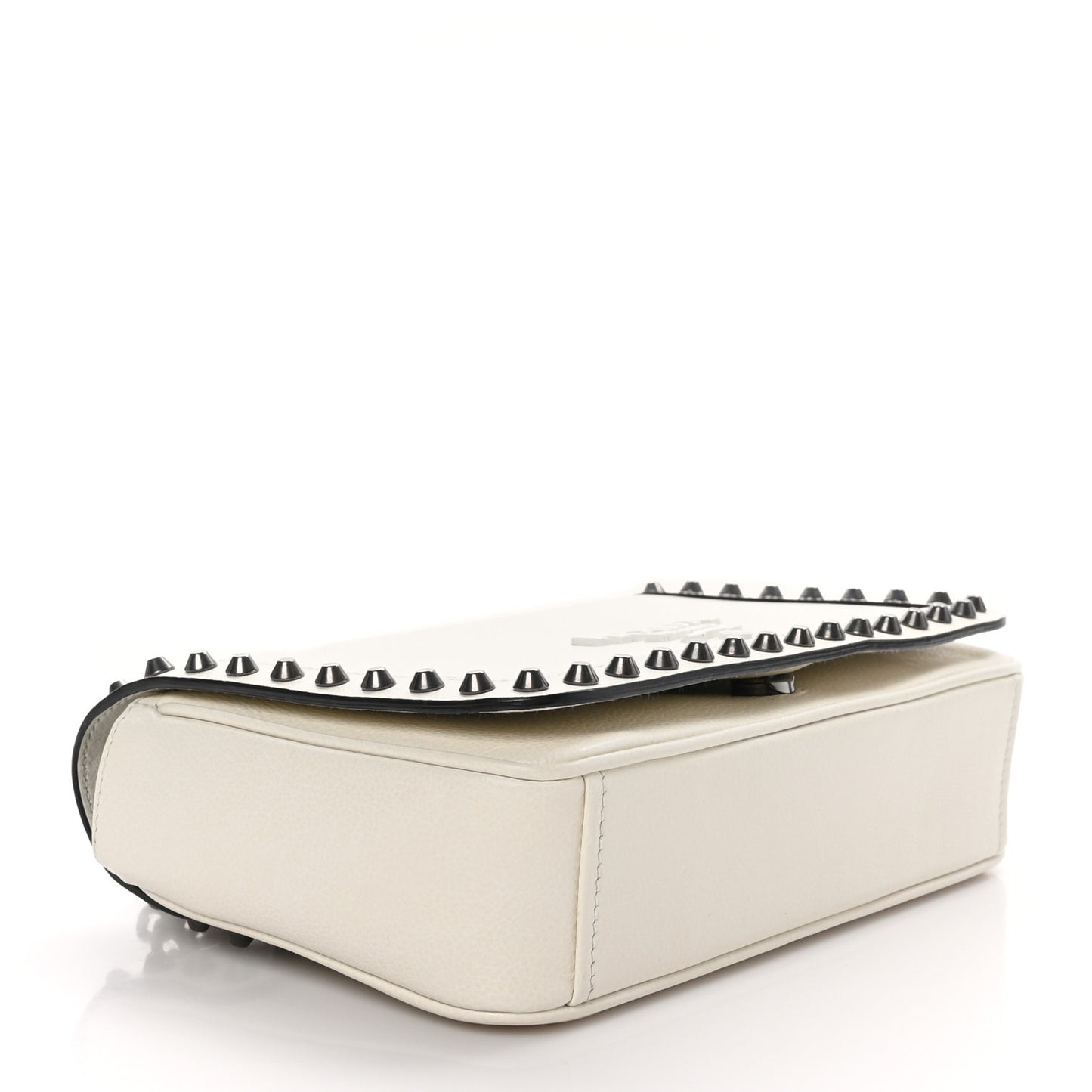 Glace Calfskin Studded Crossbody White