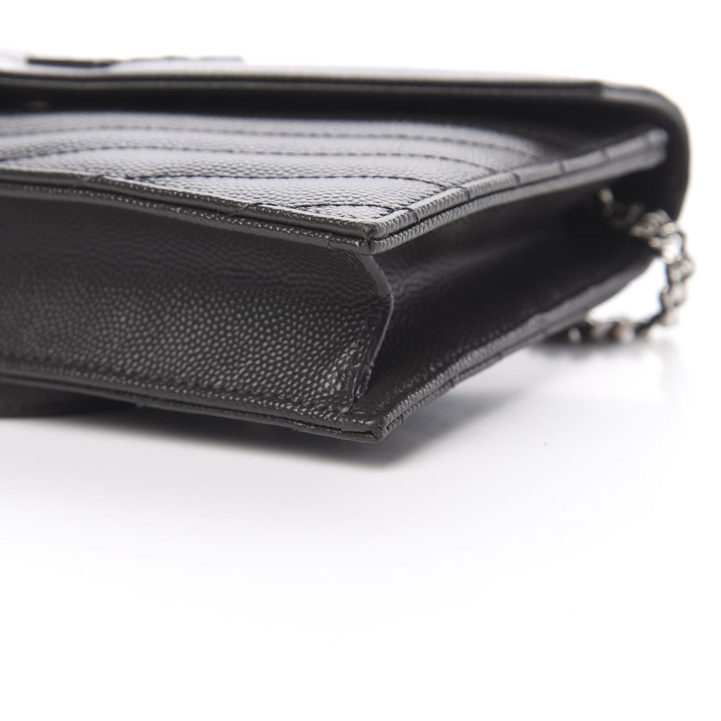 Grain De Poudre Matelasse Chevron Monogram Envelope Chain Wallet Coal