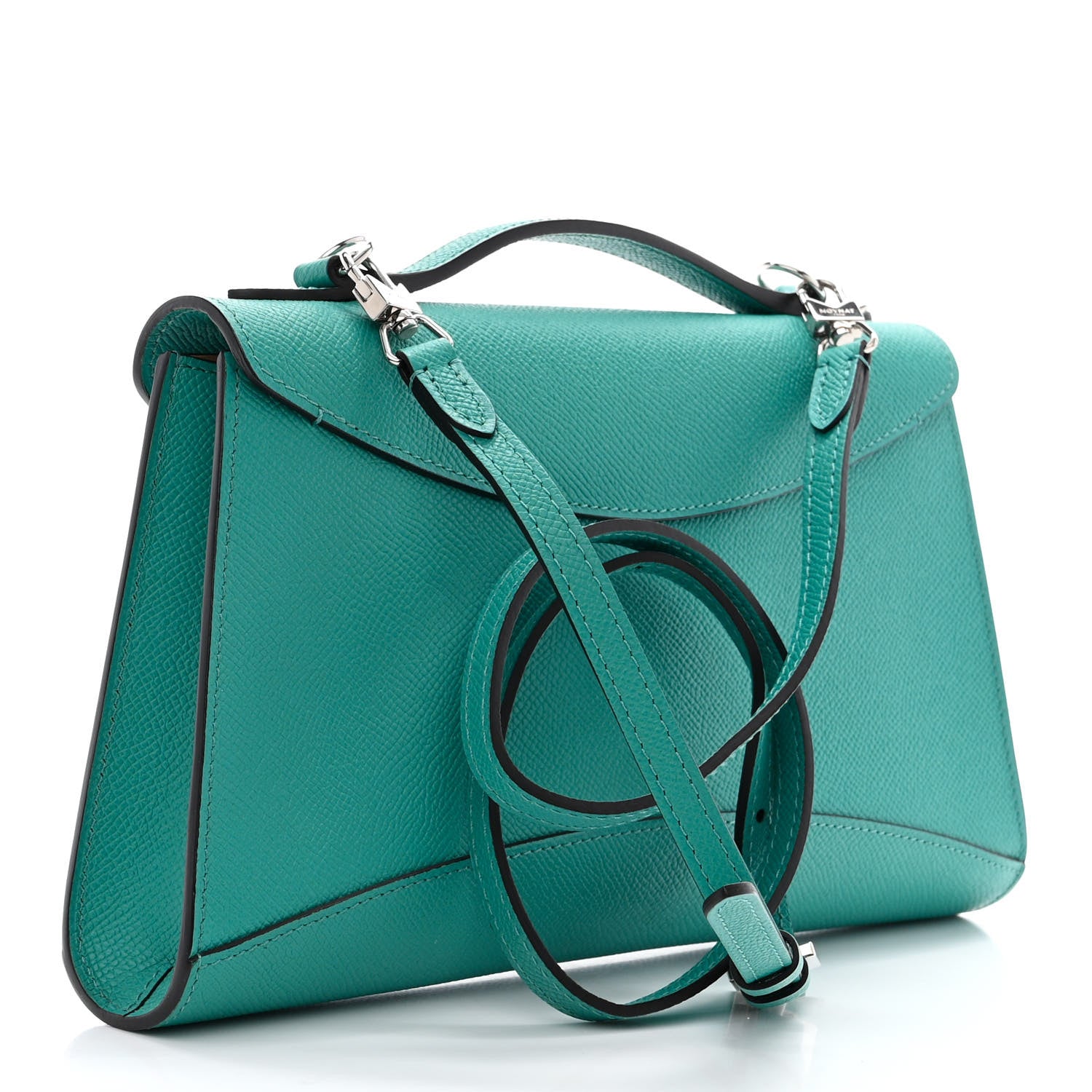 Moynat Carat Calfskin Gabrielle Clutch Turquoise 3 of 9