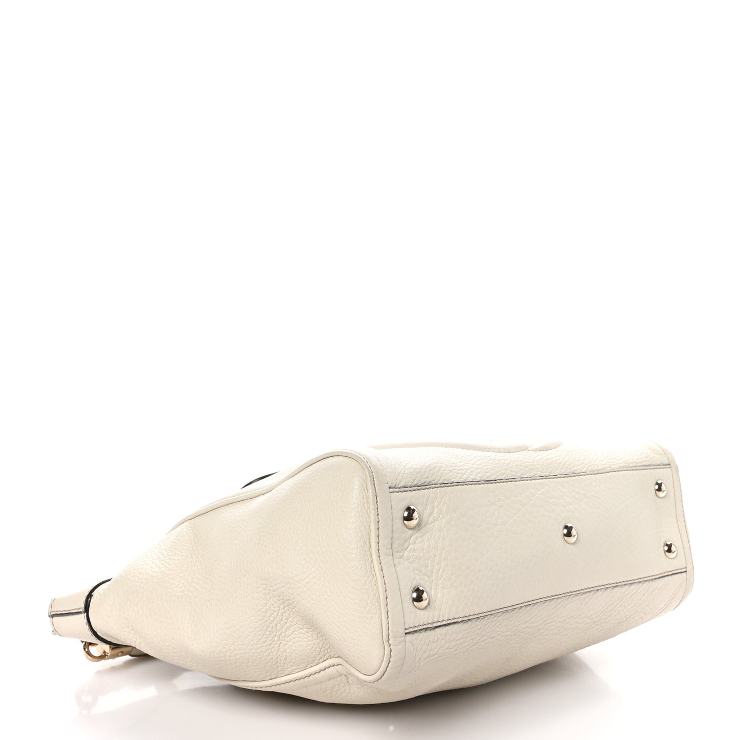 Pebbled Calfskin Small Soho Top Handle Bag Off White