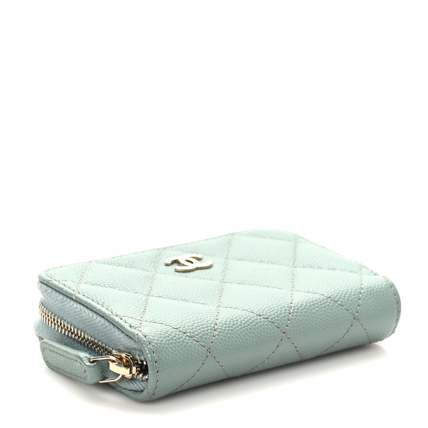 Chanel Caviar Quilted Zip Around Coin Purse Wallet Dark Green 4 of 7