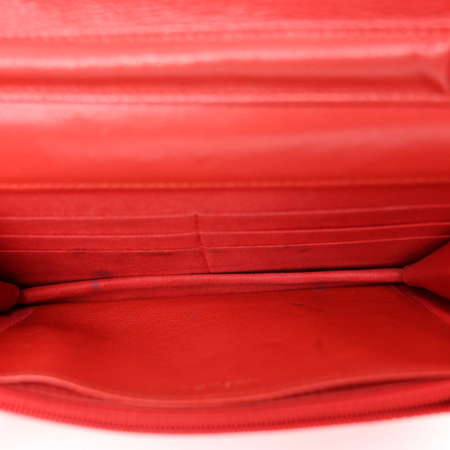 Goatskin Diagonal Quilted Wallet On Chain WOC Red