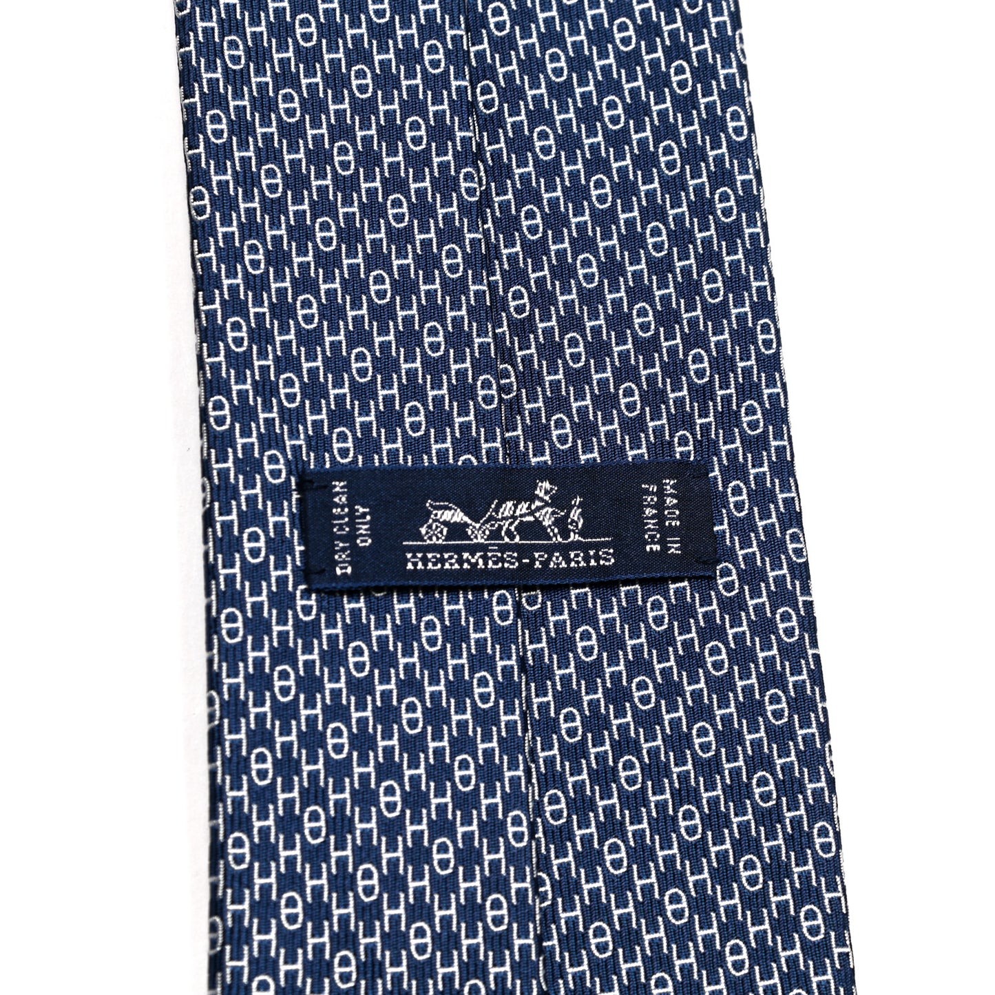 Silk Printed Mens H Enchaines Neck Tie Marine Ciel