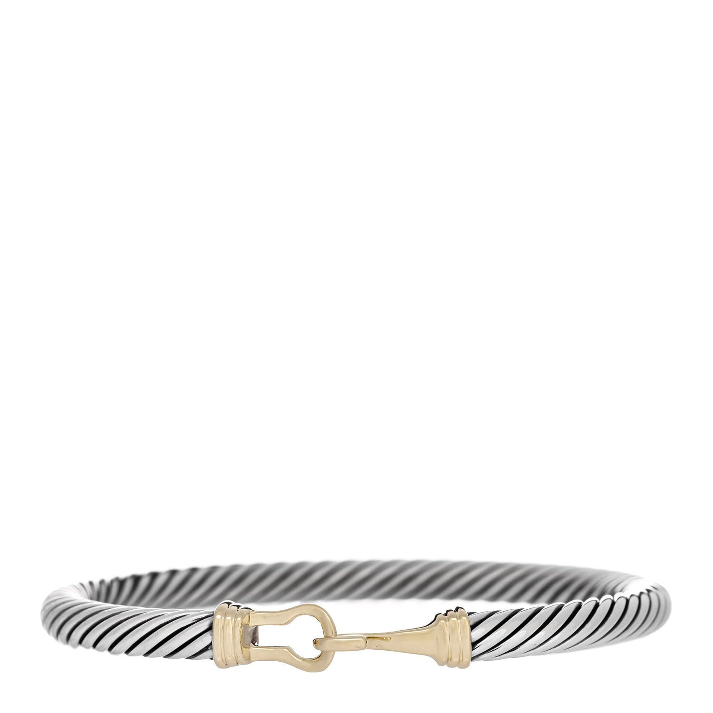 Sterling Silver 14K Yellow Gold 5mm Cable Classic Buckle Bracelet