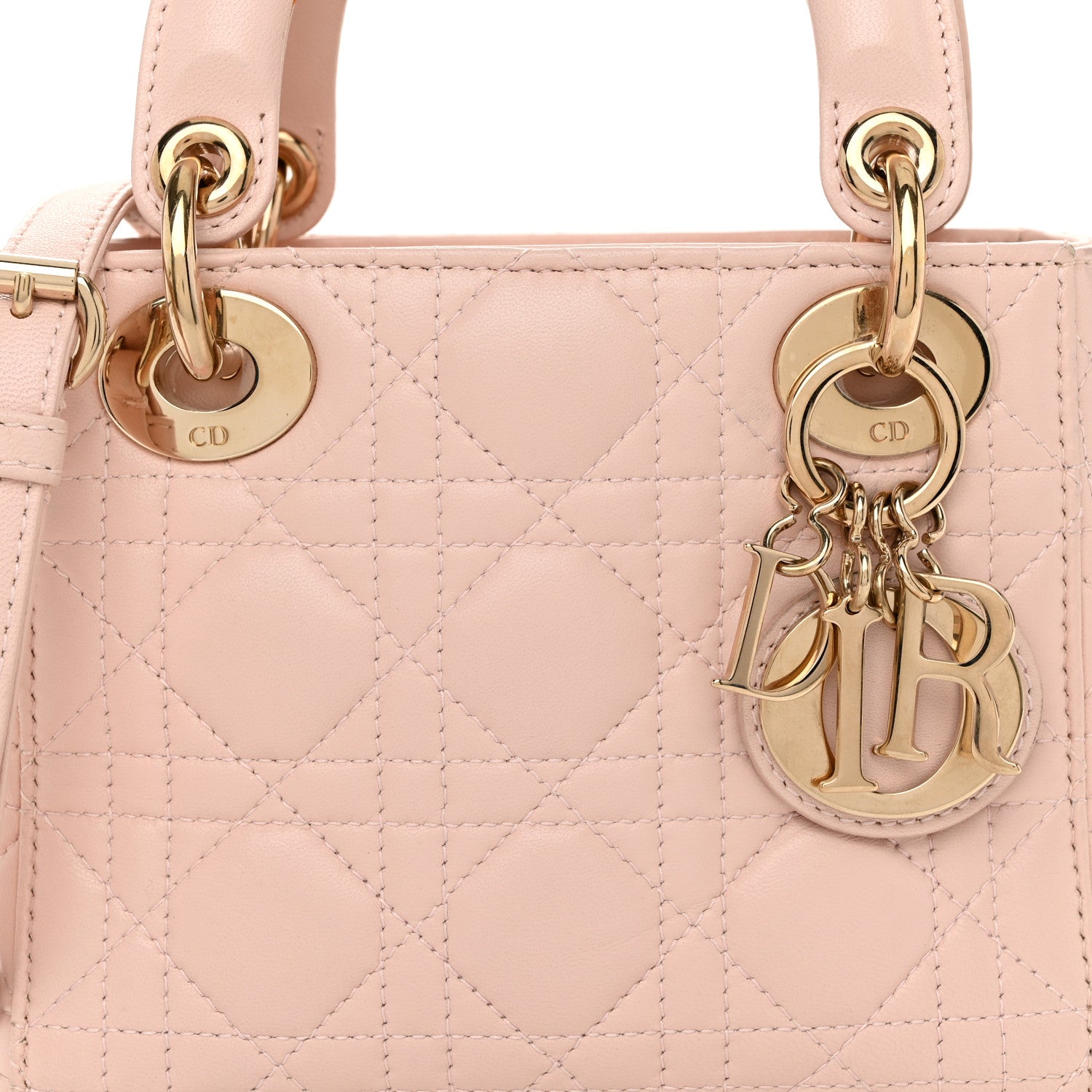 Christian Dior Lambskin Cannage Mini Lady Dior Rose Poudre 7 of 13