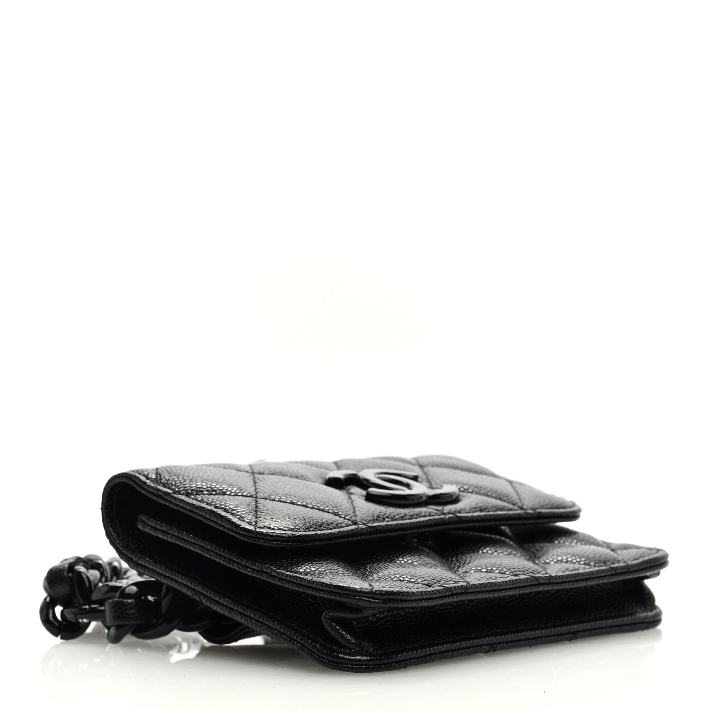Caviar Quilted My Everything Belt Flap Card Holder Black
