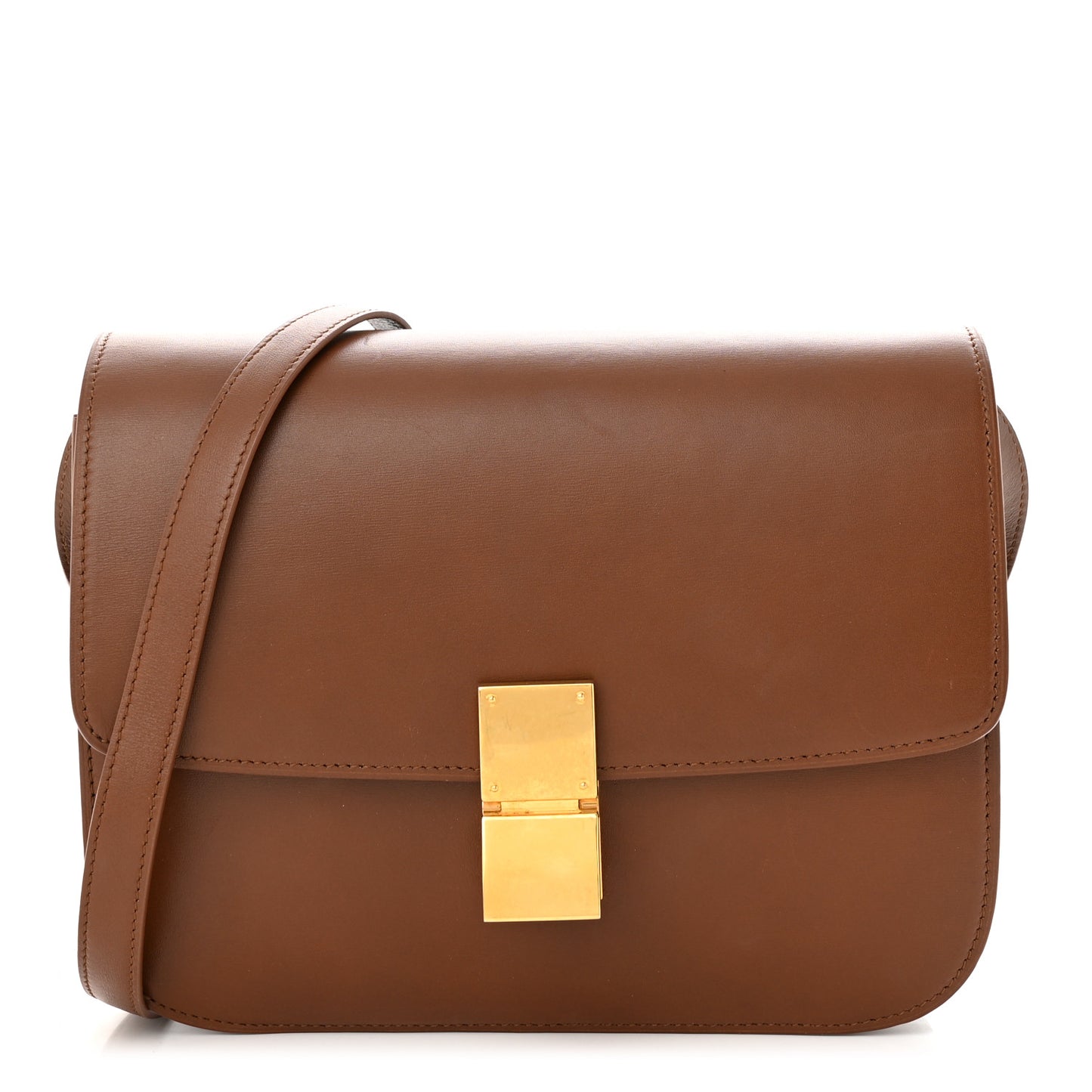 Box Calfskin Medium Classic Box Flap Bag Camel