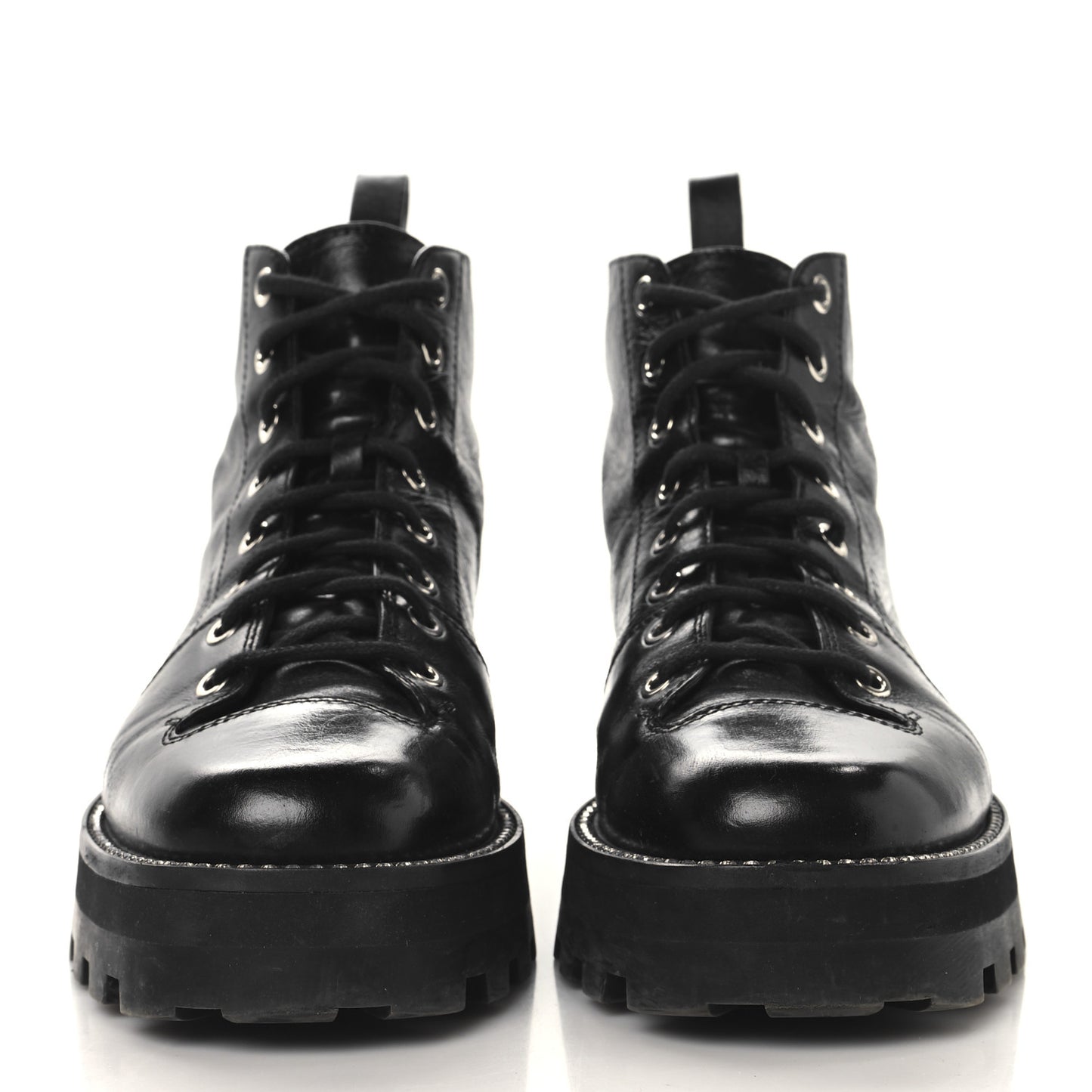 Calfskin Crystal Embellished Colby Combat Boots 38.5 Black