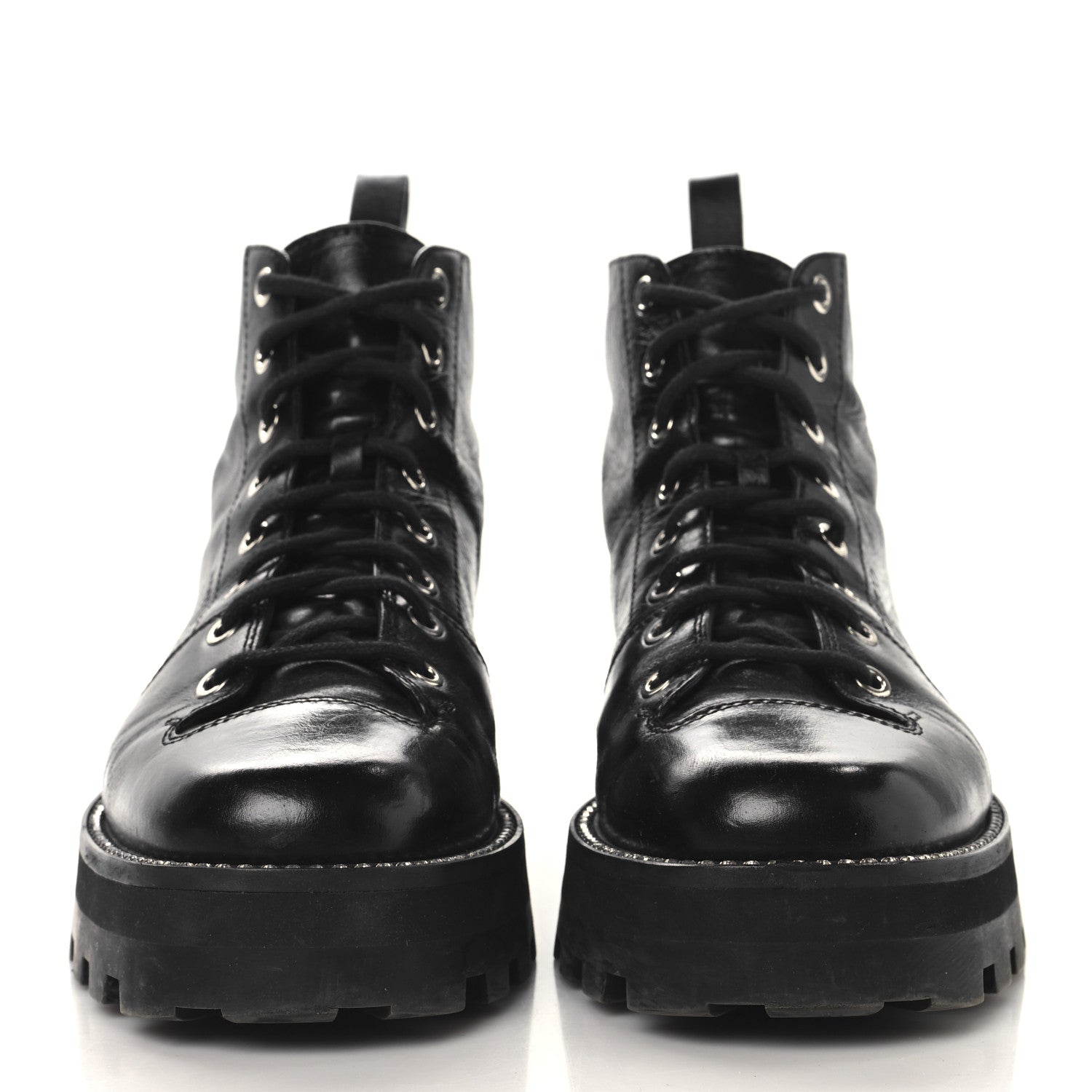 Jimmy Choo Calfskin Crystal Embellished Colby Combat Boots 38.5 Black 3 of 10
