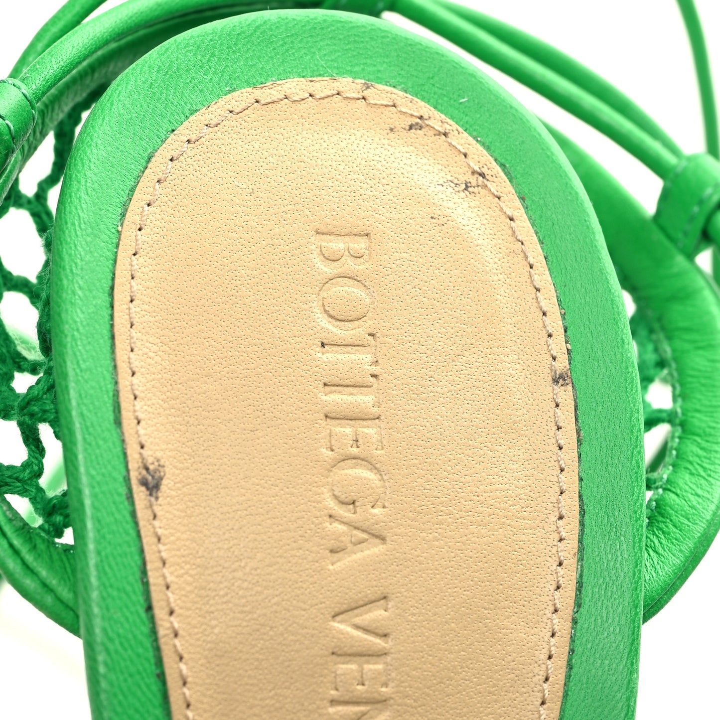 Mesh Nappa Stretch Ankle Tie 90mm Sandals 37 Grass